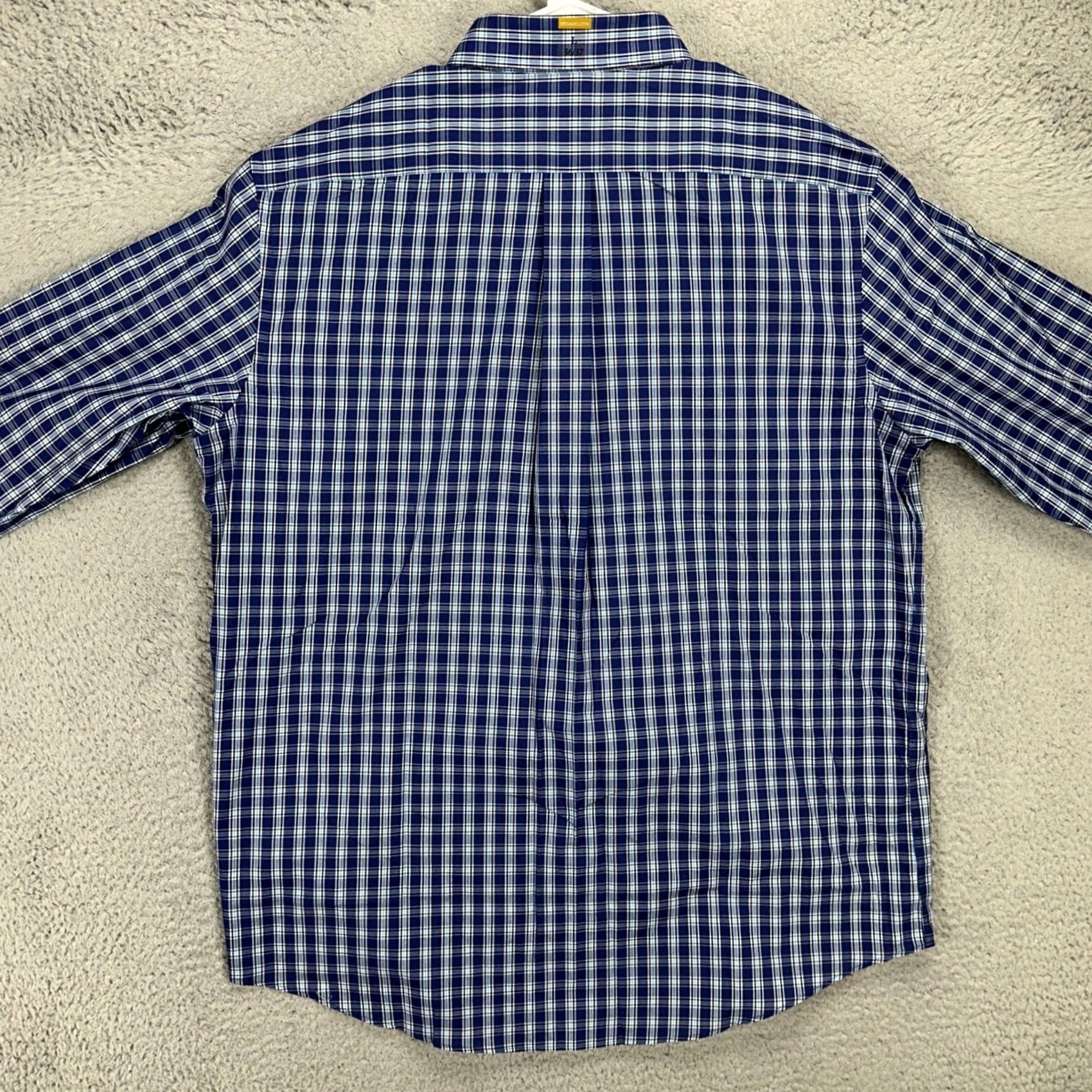 Croft & Barrow VINTAGE Croft Barrow Mens Broadcloth Dress Shirt Large 36-37 Blue Plaid Classic Fit NEW Size 42R - 3 Thumbnail