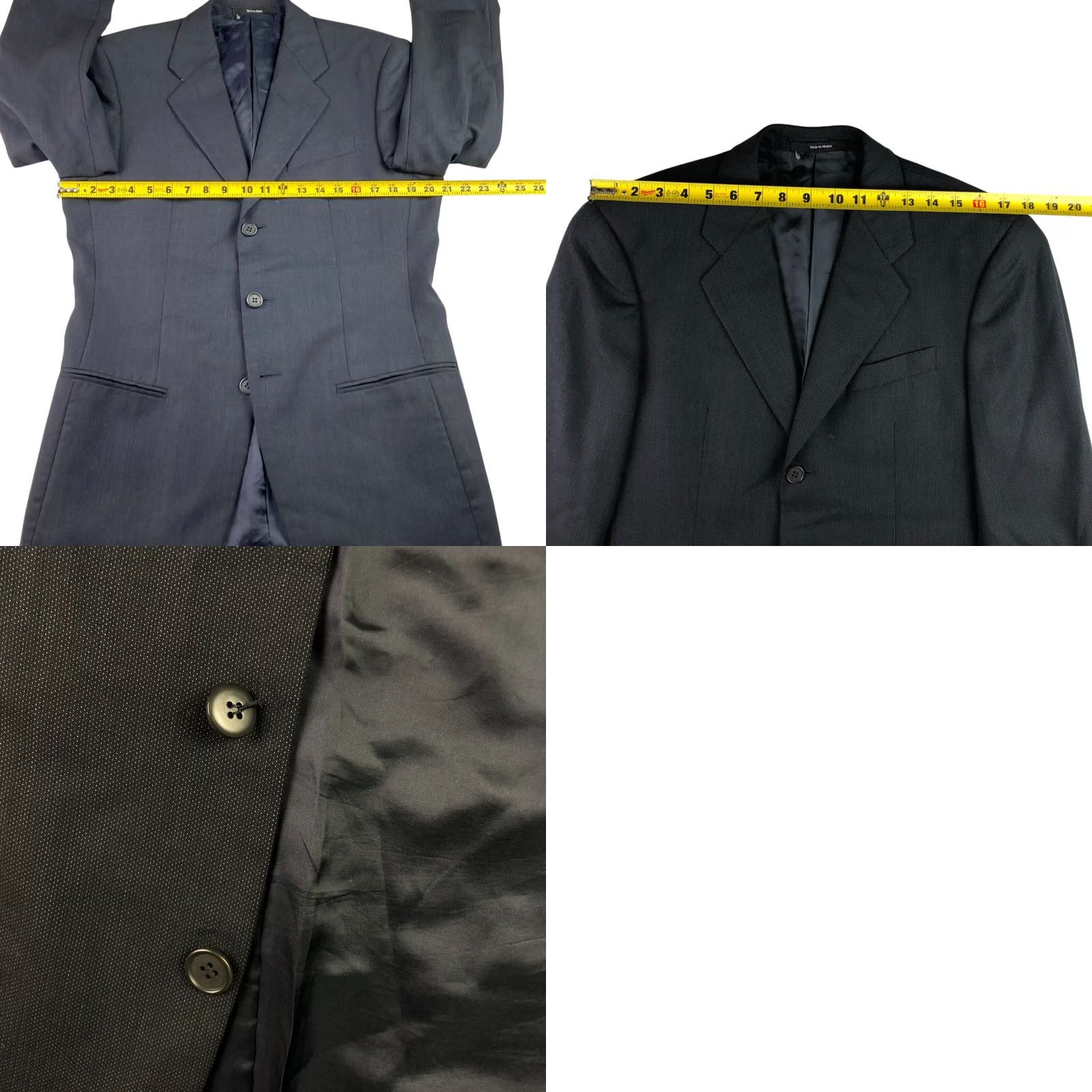 Vintage Mani Giorgio Armani Men's Wool Blazer Jacket Navy Birdseye 3-Button 40 R Size 40R - 8 Thumbnail