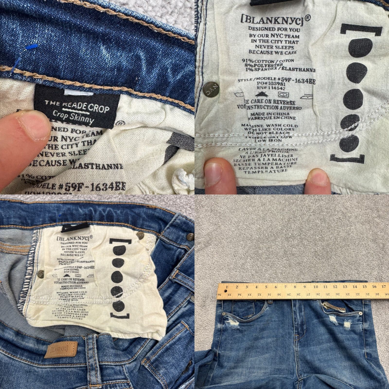 Vintage BLANKNYC The Reade Crop Skinny Denim Jeans Womens 30 Blue Medium Wash Stretch Size 30" / US 8 / IT 44 - 8 Thumbnail