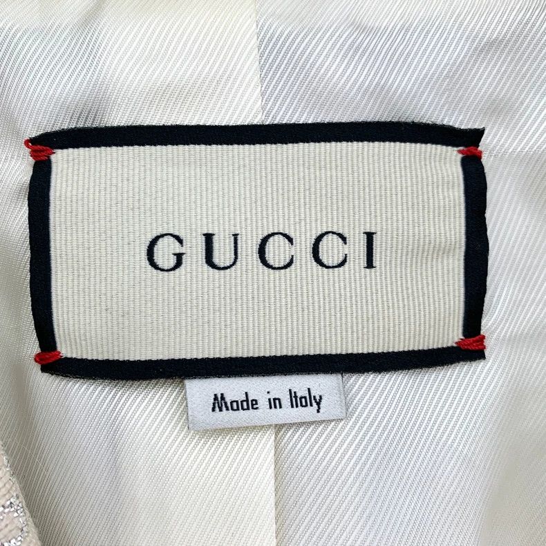 Gucci Gucci Beige double G silver silk full-printed wool lapel su Size 40R - 5 Thumbnail