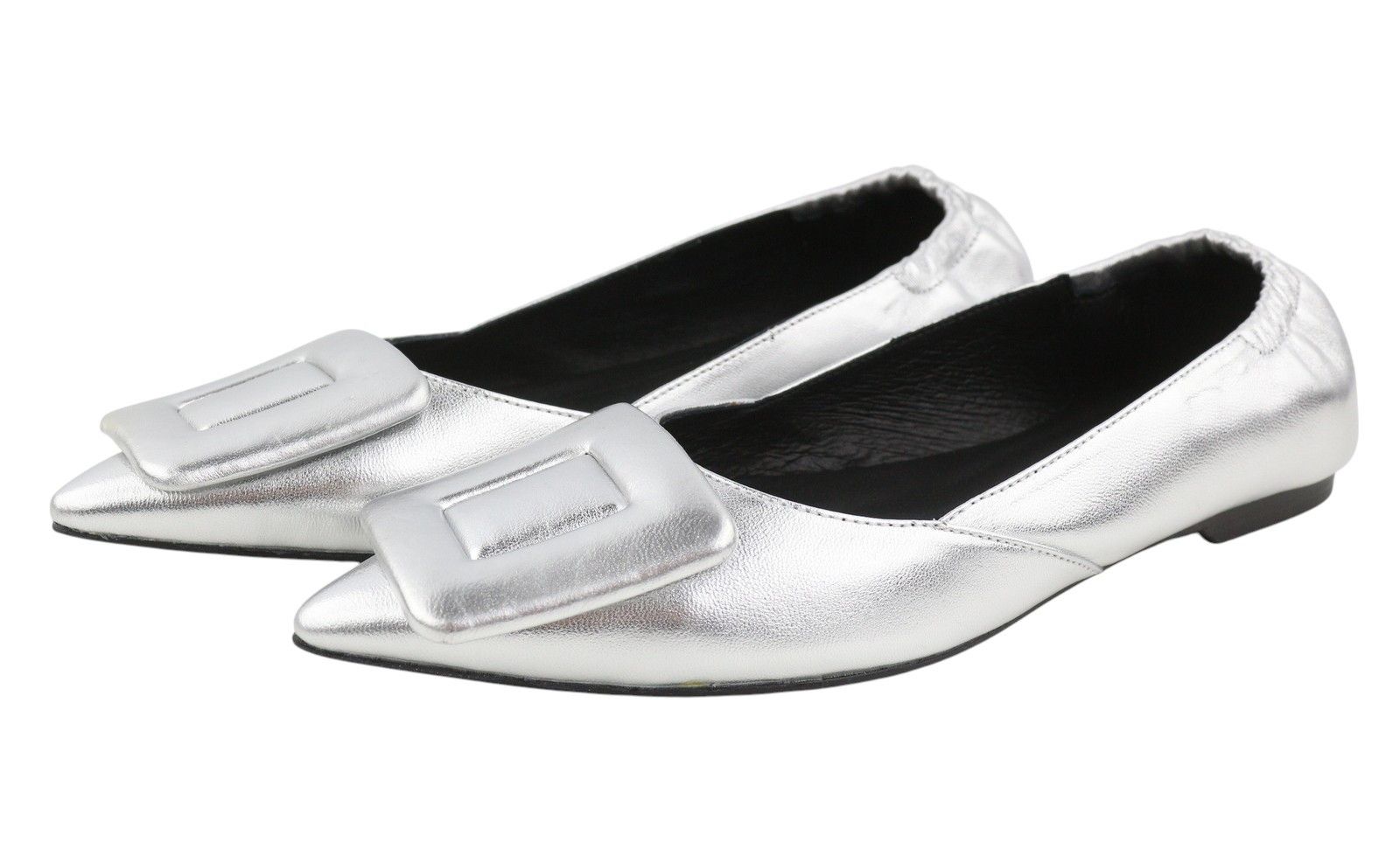 Other BIBI LOU BOCHUM EU37 Silver Leather Pointed Flats 87561 Size US 6 / IT 36 - 4 Thumbnail