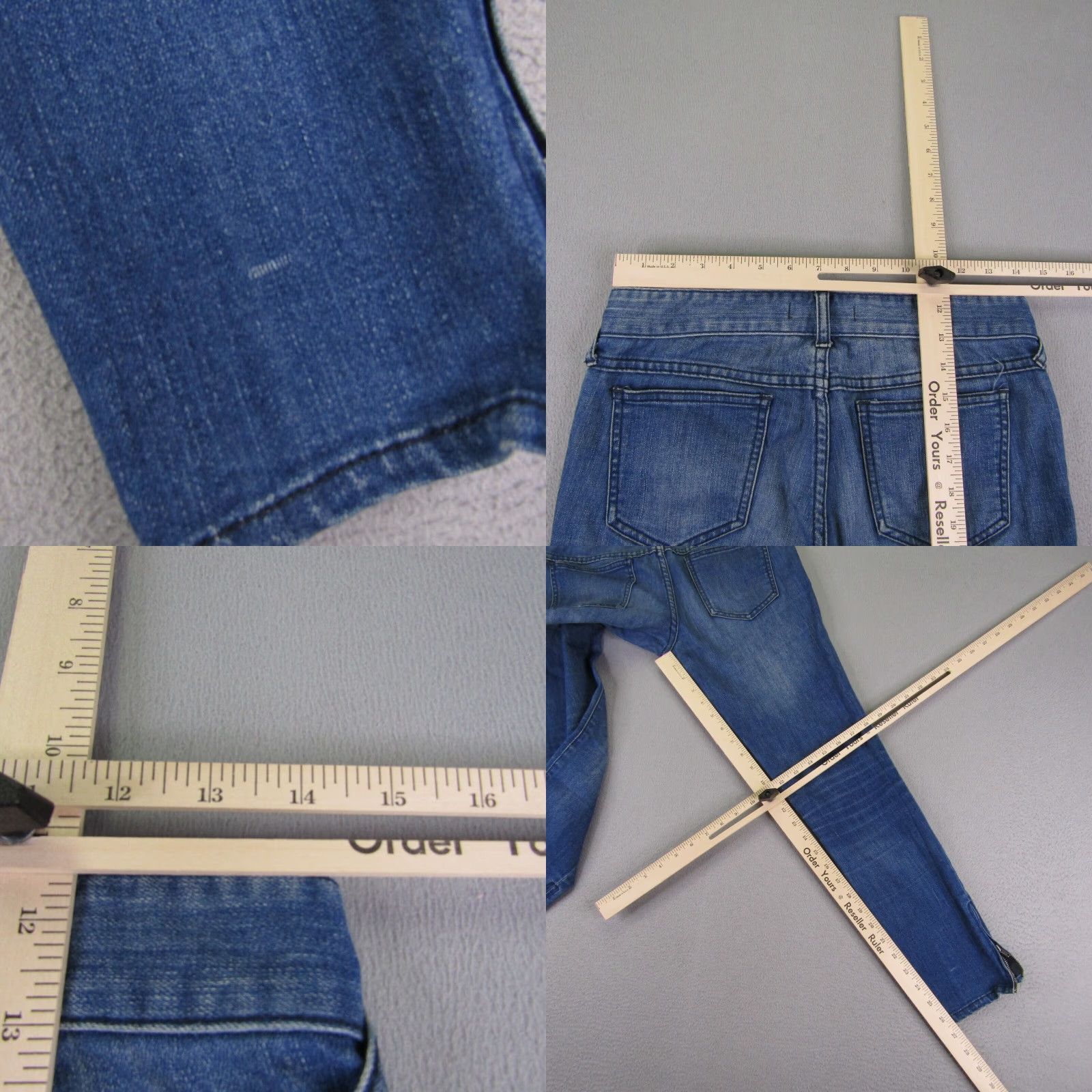 Free People VINTAGE Free People Jeans Women's Skinny Pants 26 Blue Denim Ankle Zip Stretch Pockets 2010s Womens Size 26" / US 2 / IT 38 - 8 Thumbnail