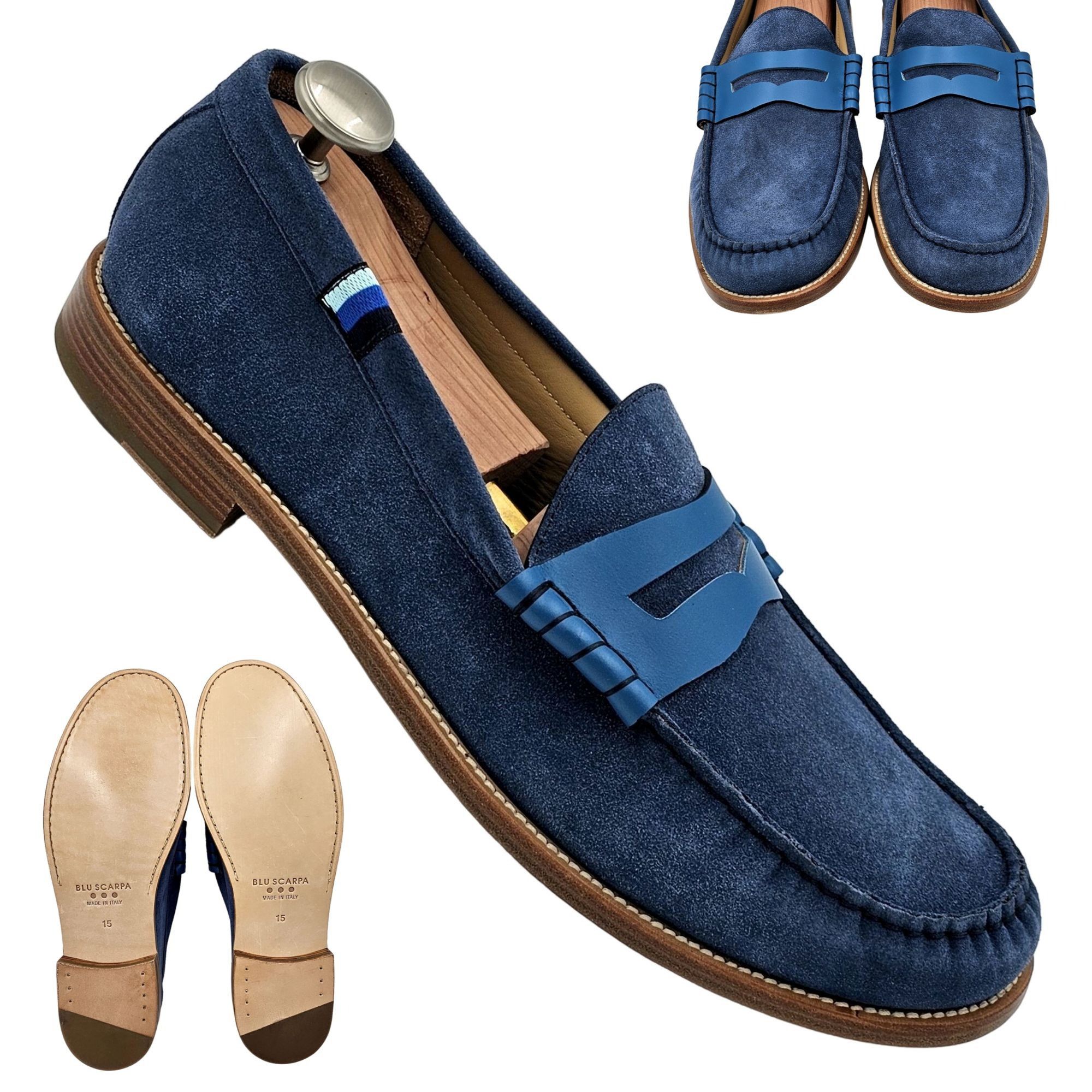 Other NEW Blue Scarpa Italy Men's 15 Blue Dress Shoes Penny Loafer Size US 15 / EU 48 - 1 Thumbnail