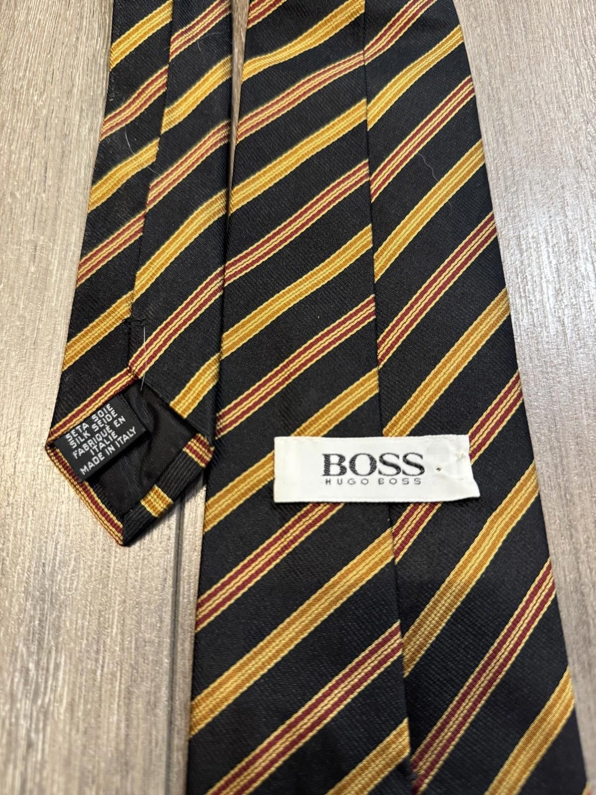 Hugo Boss VTG HUGO BOSS Striped Men's Necktie 100% Silk 55" Size ONE SIZE - 4 Thumbnail