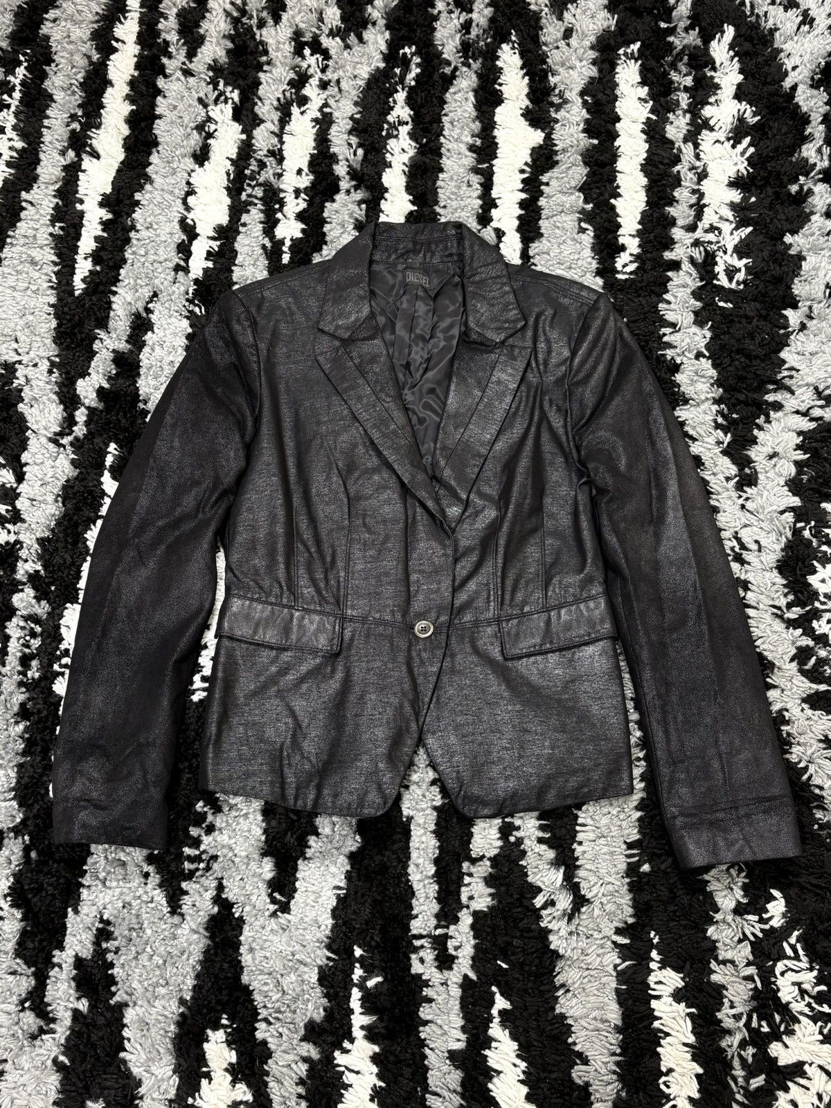 Diesel Vintage 00s diesel shiny aluminum blazer jacket avant garde Size L / US 10 / IT 46 - 1 Thumbnail