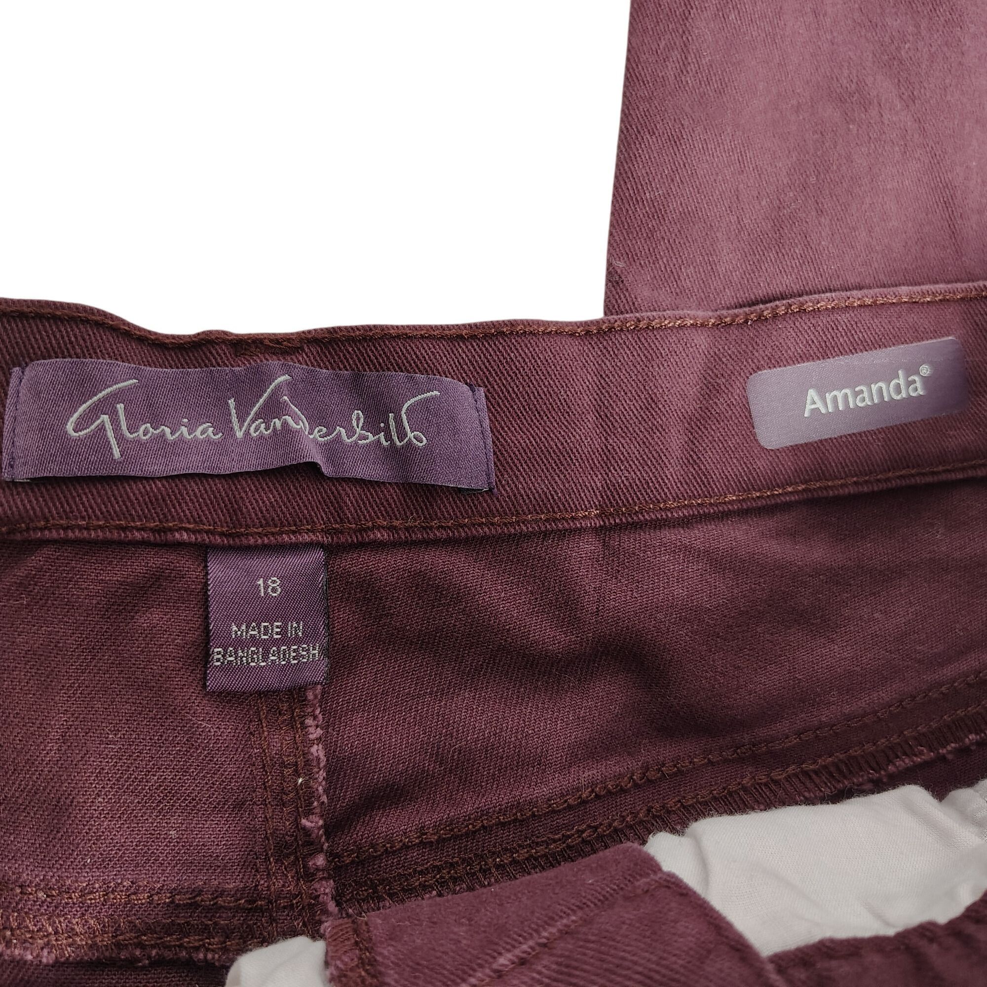 Gloria Vanderbilt Gloria Vanderbilt Womens 18 Burgundy Cotton Blend High Rise Size 40" / US 18 - 2 Thumbnail