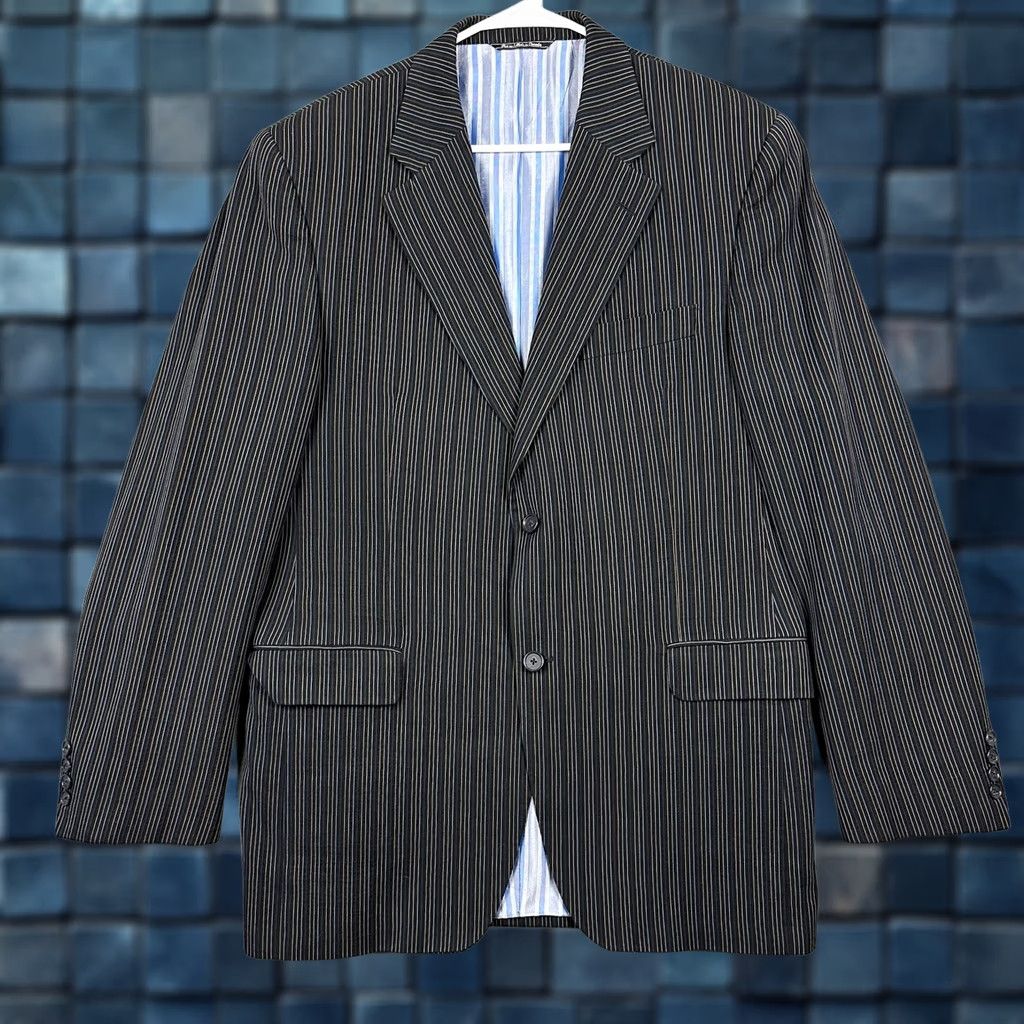 Jack Victor Jack Victor Prossimo Wool Black Striped Grovewood SPJ Blazer Sport Jacket 42L - Used Mens Size 42R - 1 Thumbnail