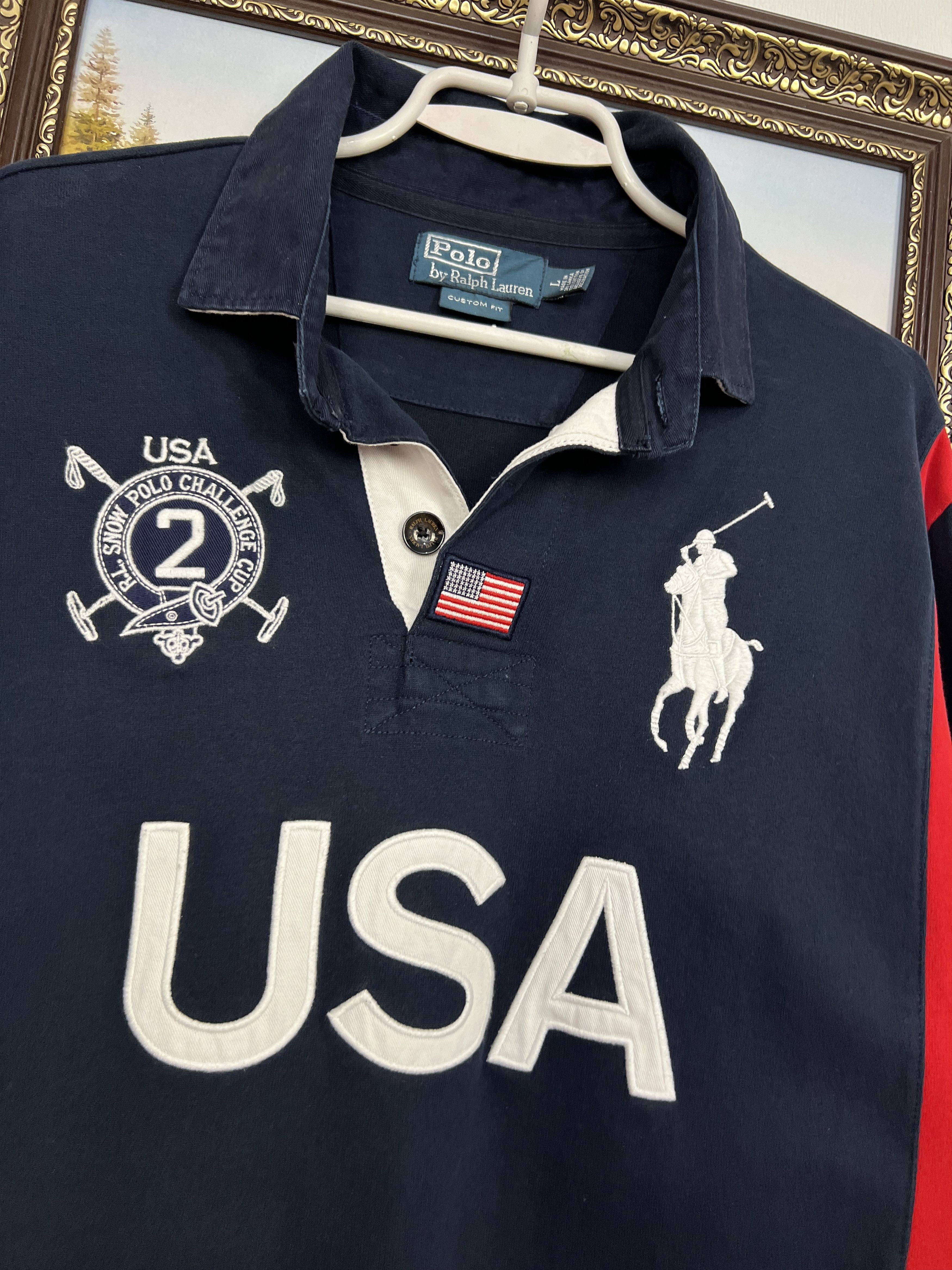 Polo Ralph Lauren Vintage USA Snow Polo Challenge Cup Rugby Long Sleeve Size US L / EU 52-54 / 3 - 3 Thumbnail