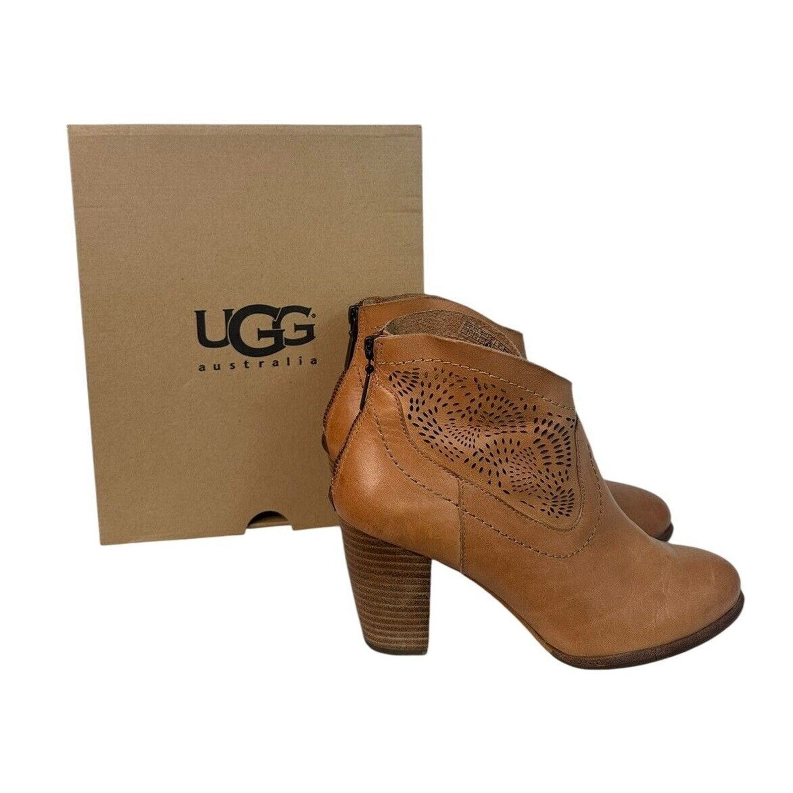 Ugg UGG Charlotte Perforated Tan Leather Cowgirl Ankle Booties 7 Size US 7 / IT 37 - 1 Thumbnail