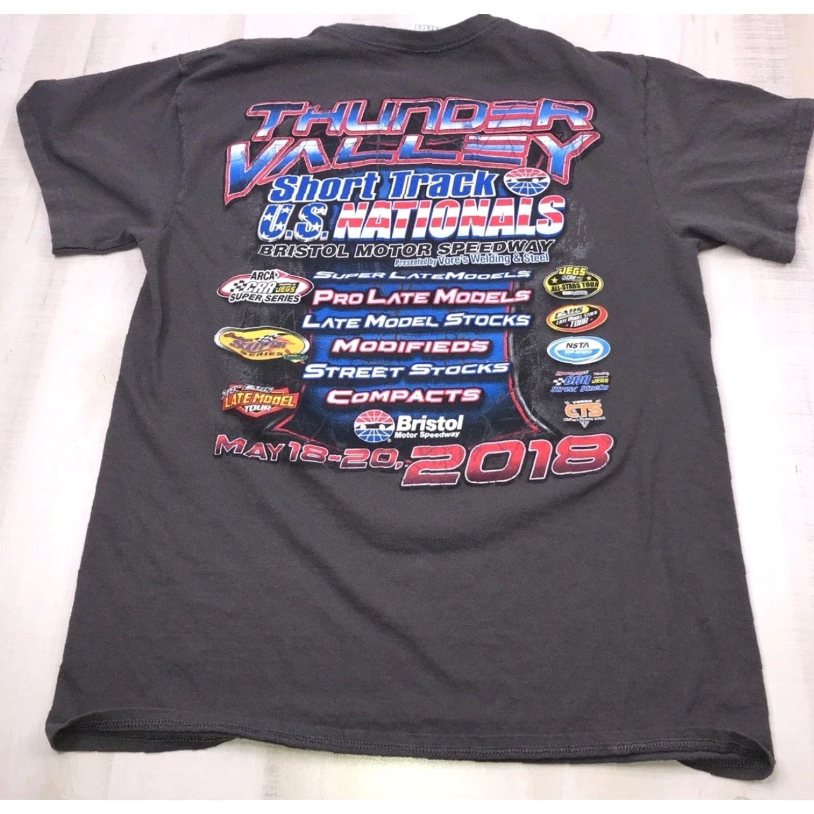 Delta Delta Bristol Motor Speedway Short Track U.S Nationals Graphic T Shirt Gray Medium Mens Short Sleeve Cotton Blend Size US M / EU 48-50 / 2 - 7 Thumbnail