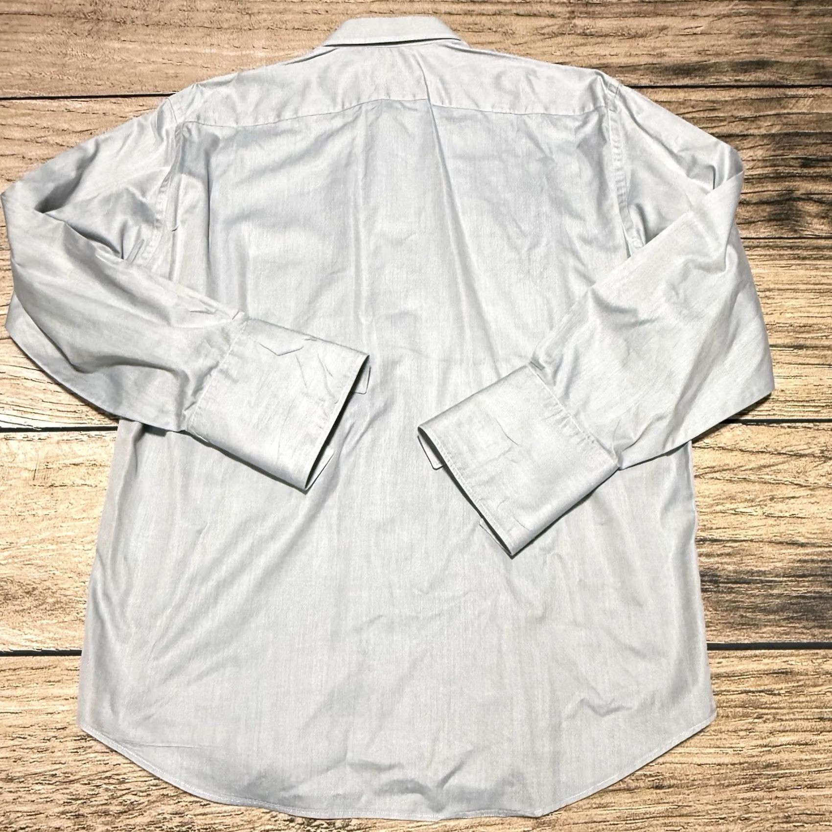 Canali Canali Dress Shirt 16 Blue 100% Cotton Long Sleeve French Cuff Italy Regular Mens Shirt Size 42R - 3 Thumbnail