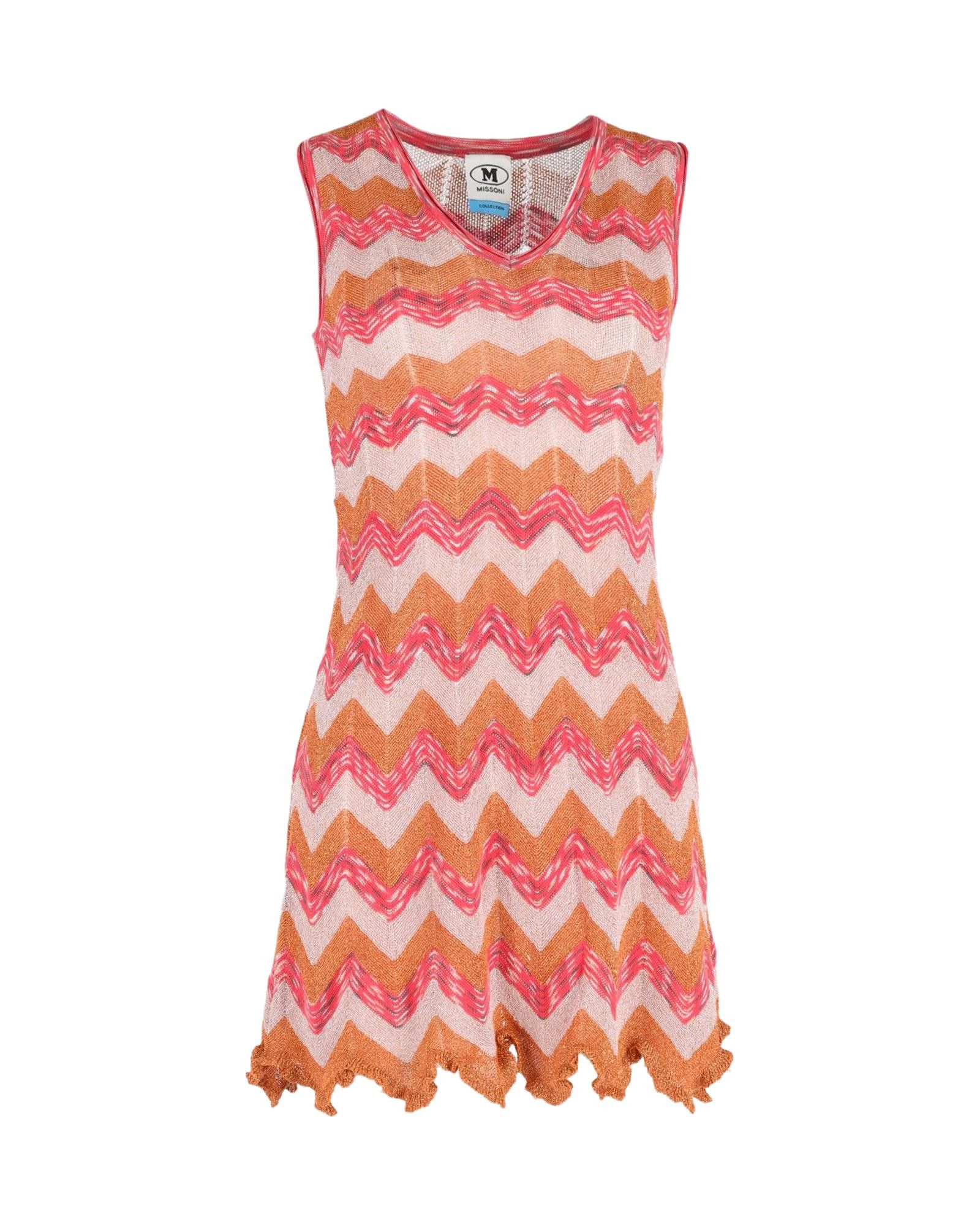 image of Missoni Zig-Zag Knit Mini Dress In Multicolor Cotton Blend, Women's (Size Small)