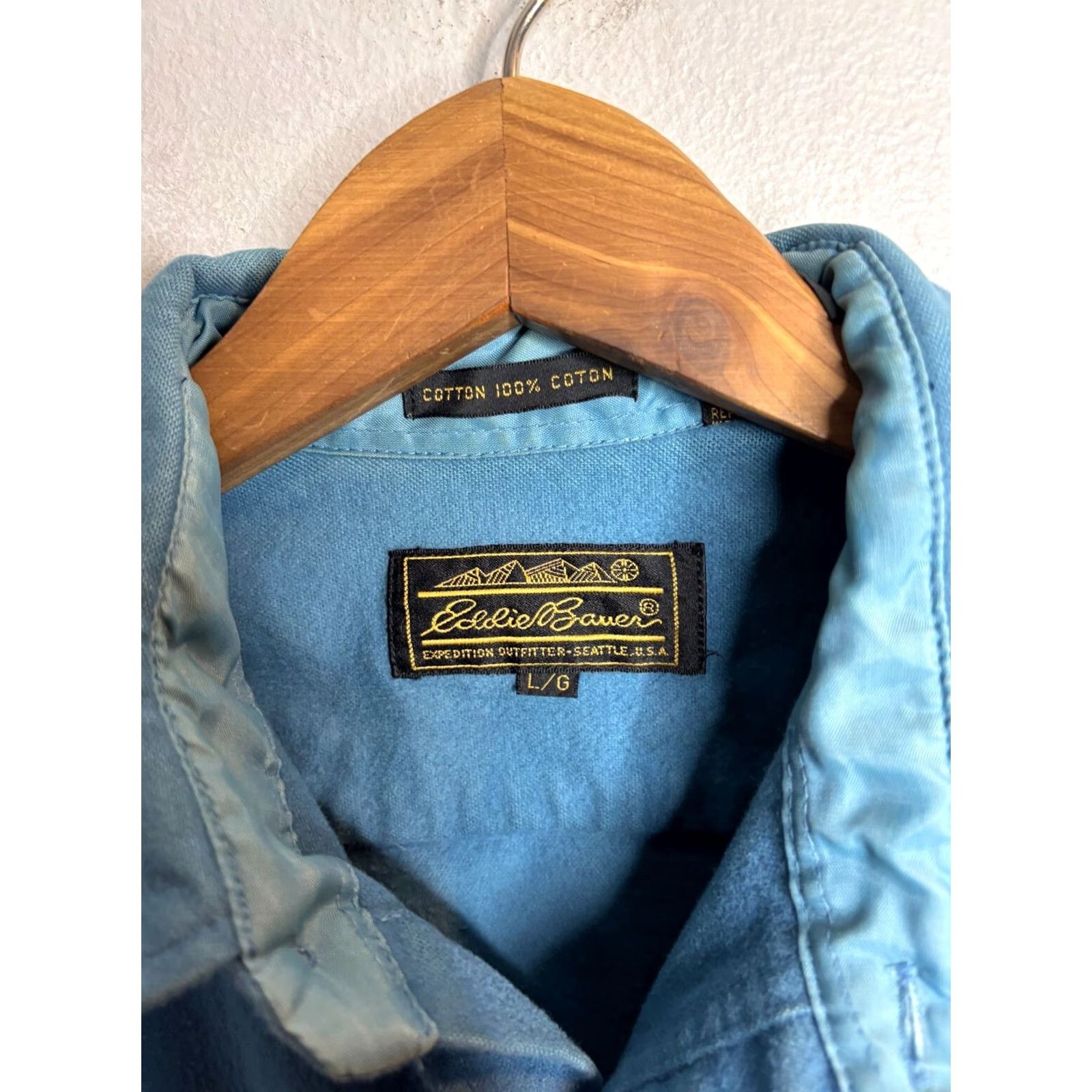 Eddie Bauer VINTAGE Eddie Bauer Shirt Mens L Blue Chamois Cloth Flannel Long Sleeve Button-Up 90s Casual Workwear Pockets Size US L / EU 52-54 / 3 - 4 Thumbnail