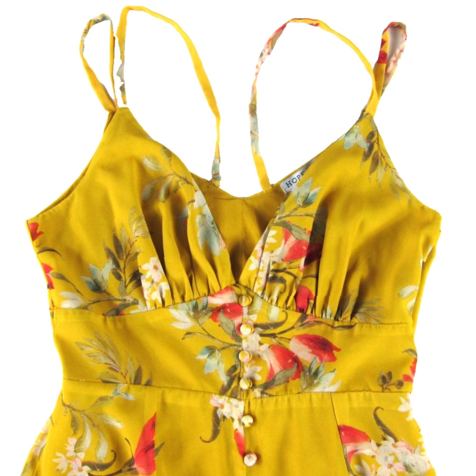 Vintage Hope & Ivy Sun Dress Maxi Floral Open Back Long Yellow 10 Women's Dress 10 Size L / US 10 / IT 46 - 4 Thumbnail