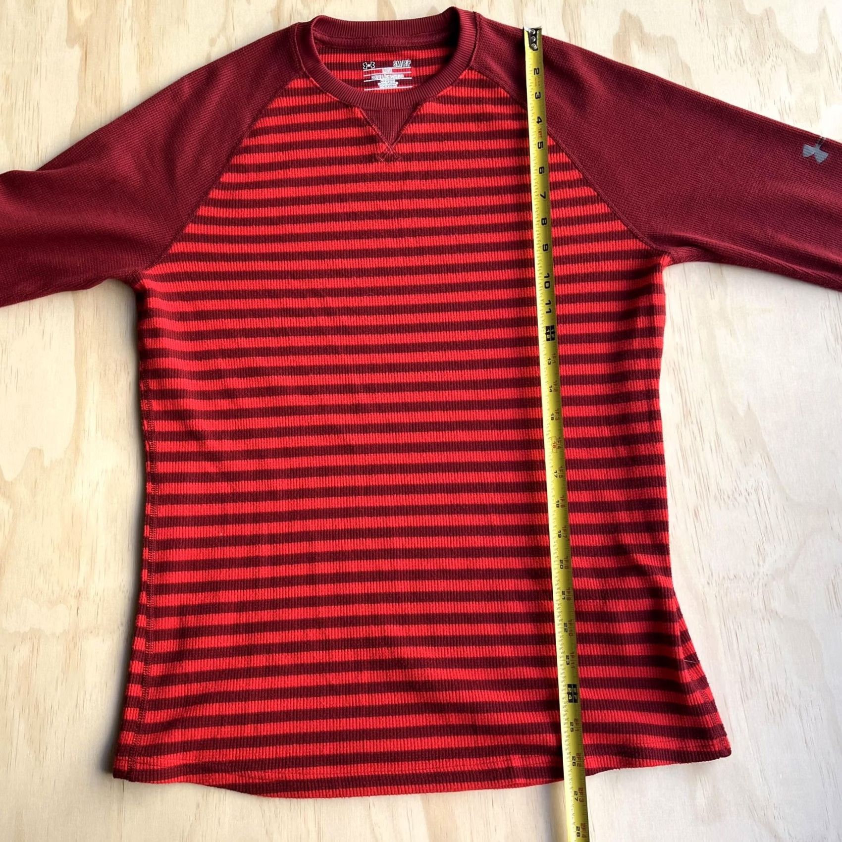 Under Armour Under Armour Shirt Mens Small Red Striped Waffle Knit Long Sleeve Loose Fit Size US S / EU 44-46 / 1 - 5 Thumbnail