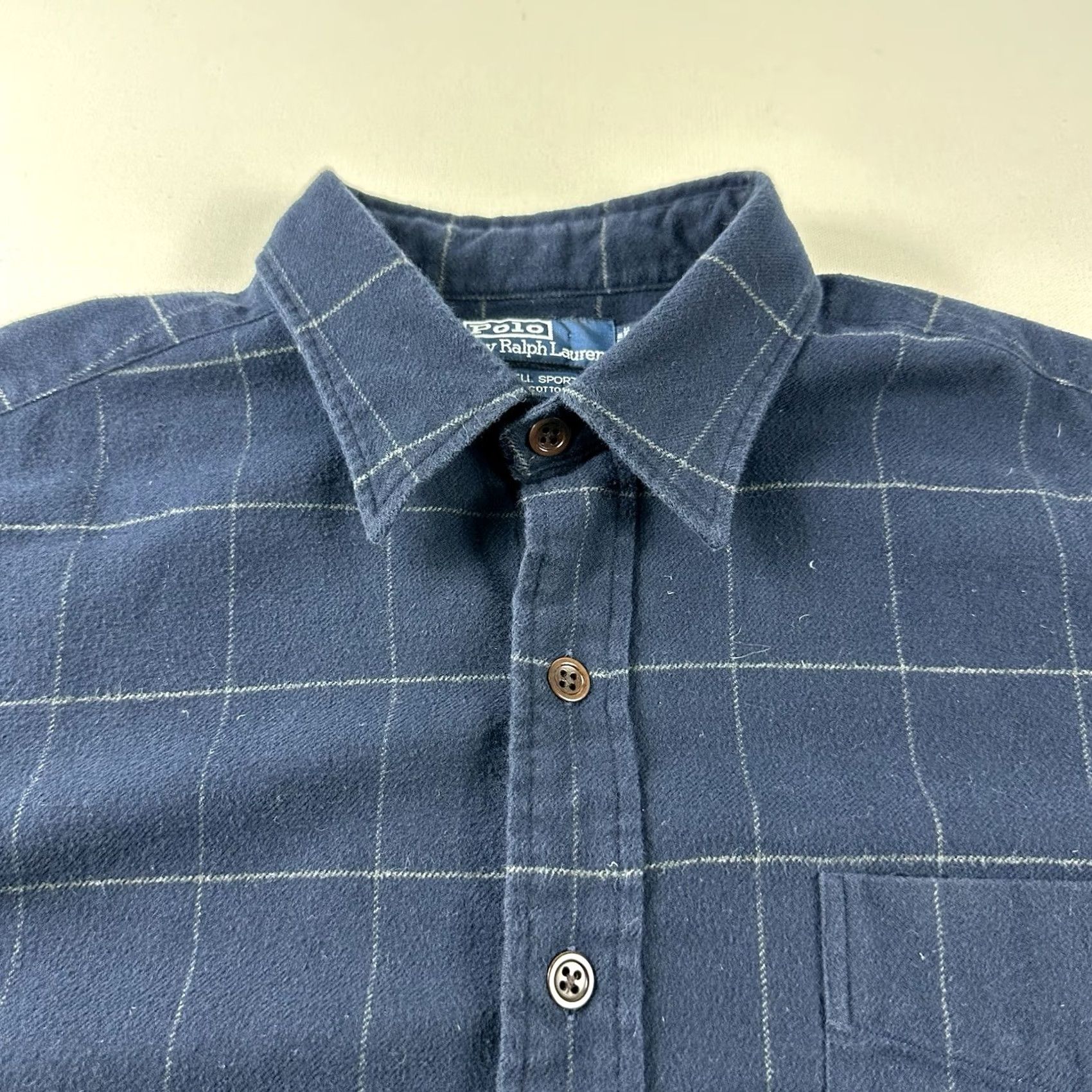 Polo Ralph Lauren Polo Ralph Lauren Lowell Sport Blue Check Flannel Cotton Button-Up Shirt XL Men Size US XL / EU 56 / 4 - 5 Thumbnail
