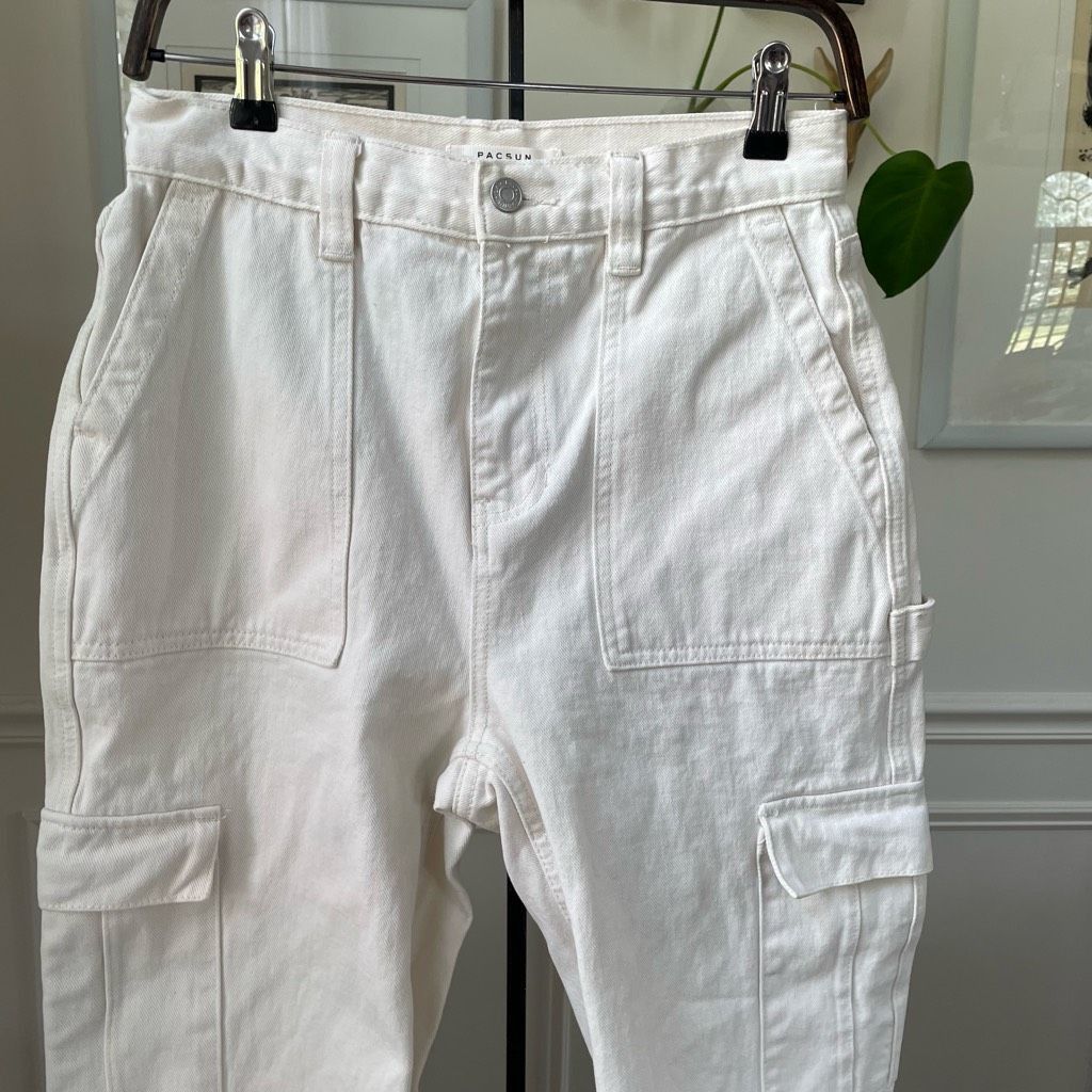 Pacsun PacSun White Cargo Dad Jeans $60 28 Size 28" / US 6 / IT 42 - 2 Thumbnail