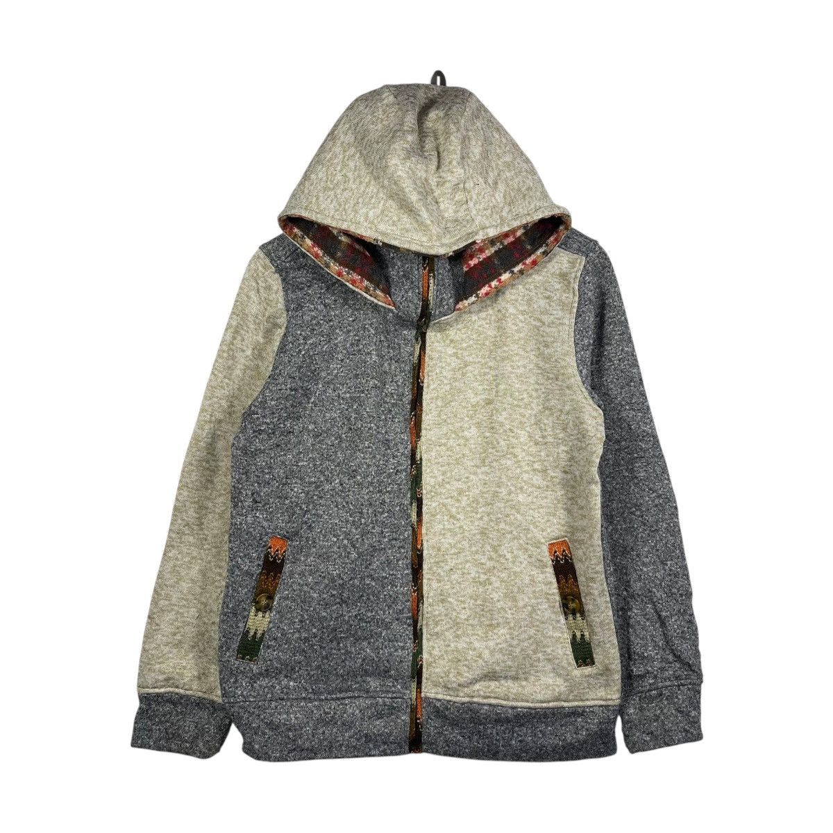Vintage Titicaca Patchwork Knit Hoodie Jacket Ethnic Pattern Fleece Size US M / EU 48-50 / 2 - 1 Thumbnail