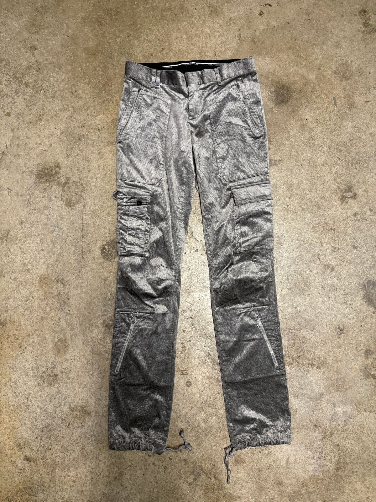 Kris Van Assche KRISVANASSCHE Silver Corduroy Cargo Pants Size US 32 / EU 48 - 1 Thumbnail