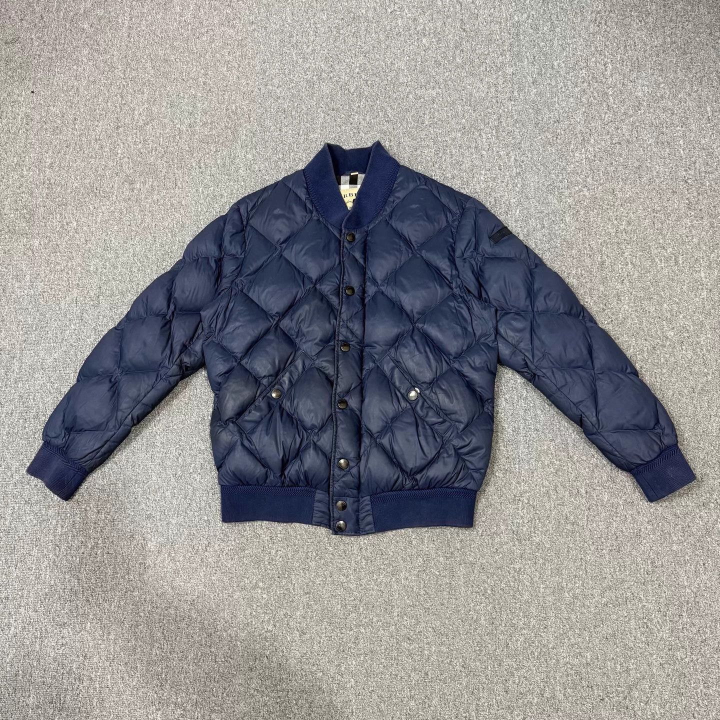 Burberry navy blue check down jacket M 99 new