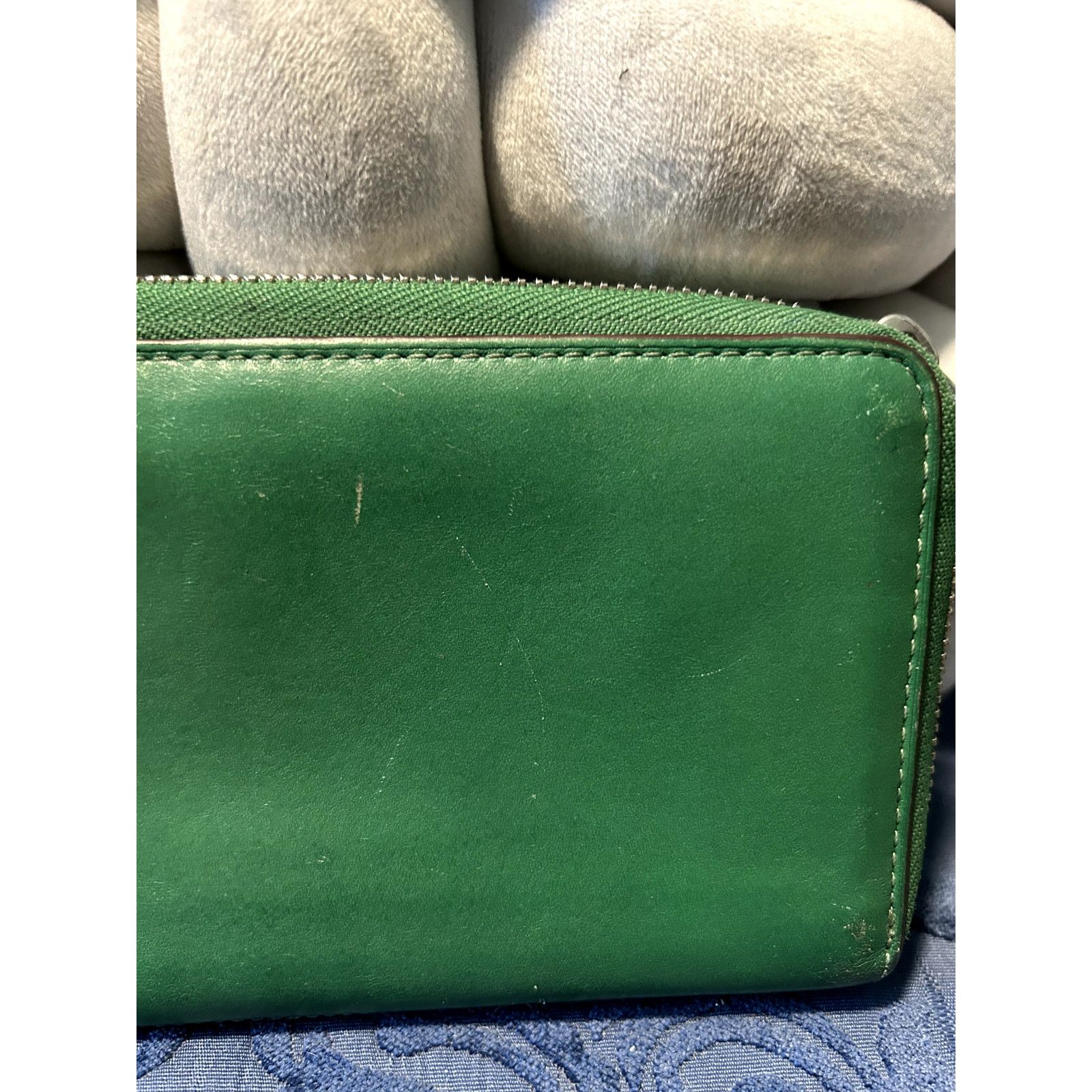 Tumi Vintage Emerald Green Tumi Zip Around Wallet White Piping Size ONE SIZE - 4 Thumbnail