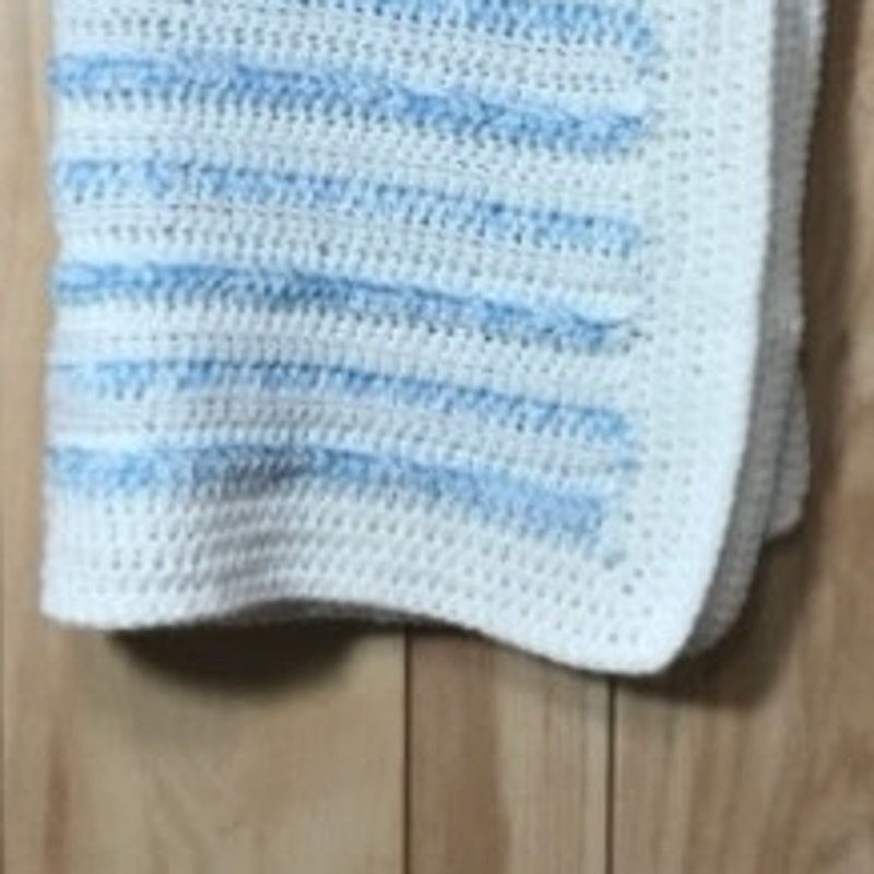 Handmade NWT Blue White Striped Handmade Crocheted Blanket by Dawny Size ONE SIZE - 3 Thumbnail