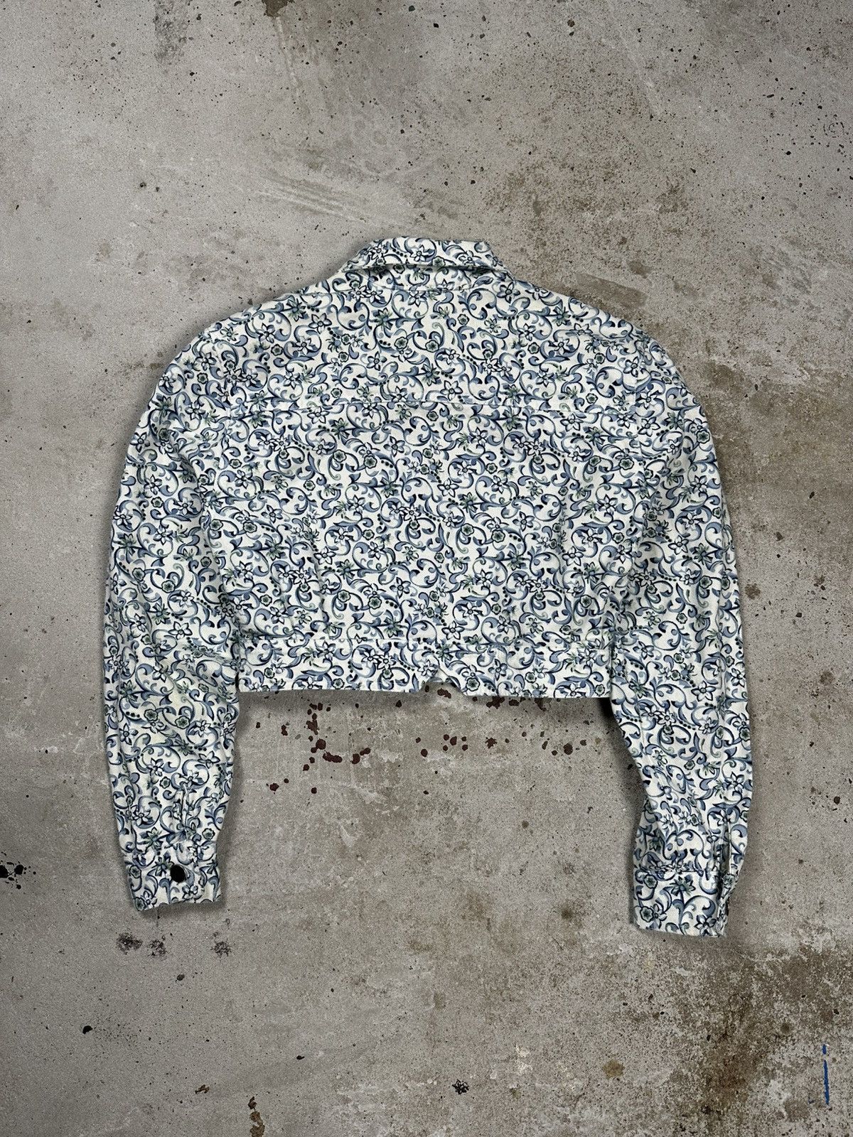 Other Vintage 90s Rampage Floral Print Cropped Denim Jeans Jacket Size M / US 6-8 / IT 42-44 - 2 Thumbnail
