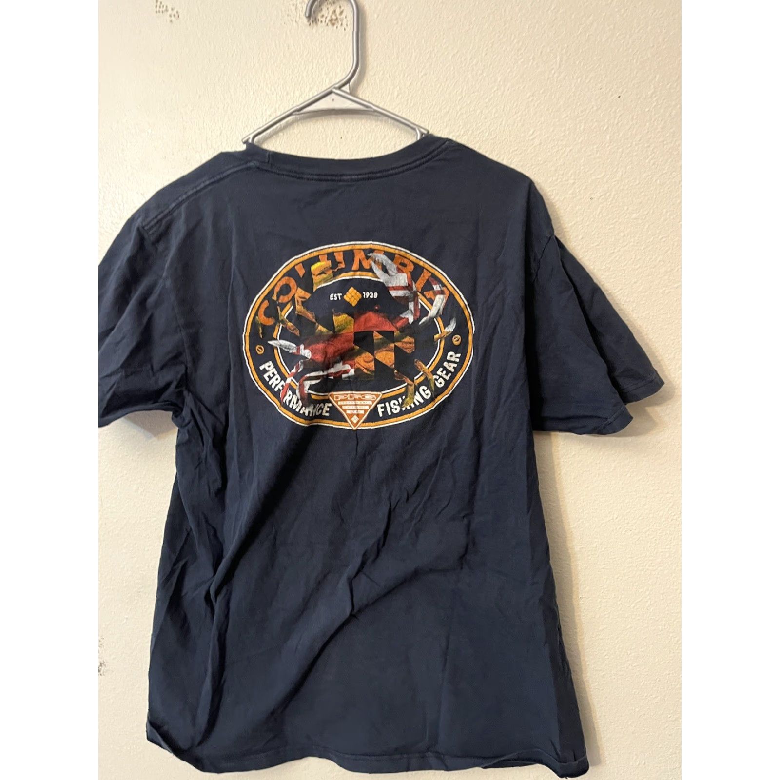 Logo 7 Columbia Pfg Logo Tee T Shirt Mens Large Navy Blue Graphic Crew Neck Short Sleeve Size US L / EU 52-54 / 3 - 3 Thumbnail