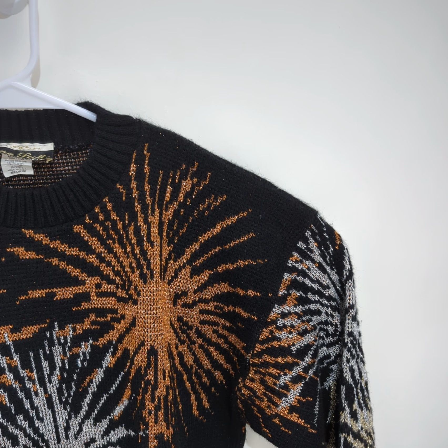 Vintage VINTAGE Dana Scott Gold Glitter Firework Mock Neck Sweater Medium Abstract Size M / US 6-8 / IT 42-44 - 6 Thumbnail