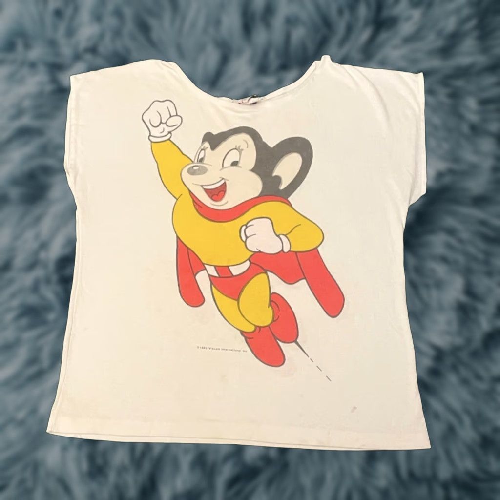 Doublet VINTAGE Mighty Mouse Cartoon Big Graphic Double Sided 1985 Shirt Women L White 90s Occasion Mens Tee Size L / US 10 / IT 46 - 1 Thumbnail