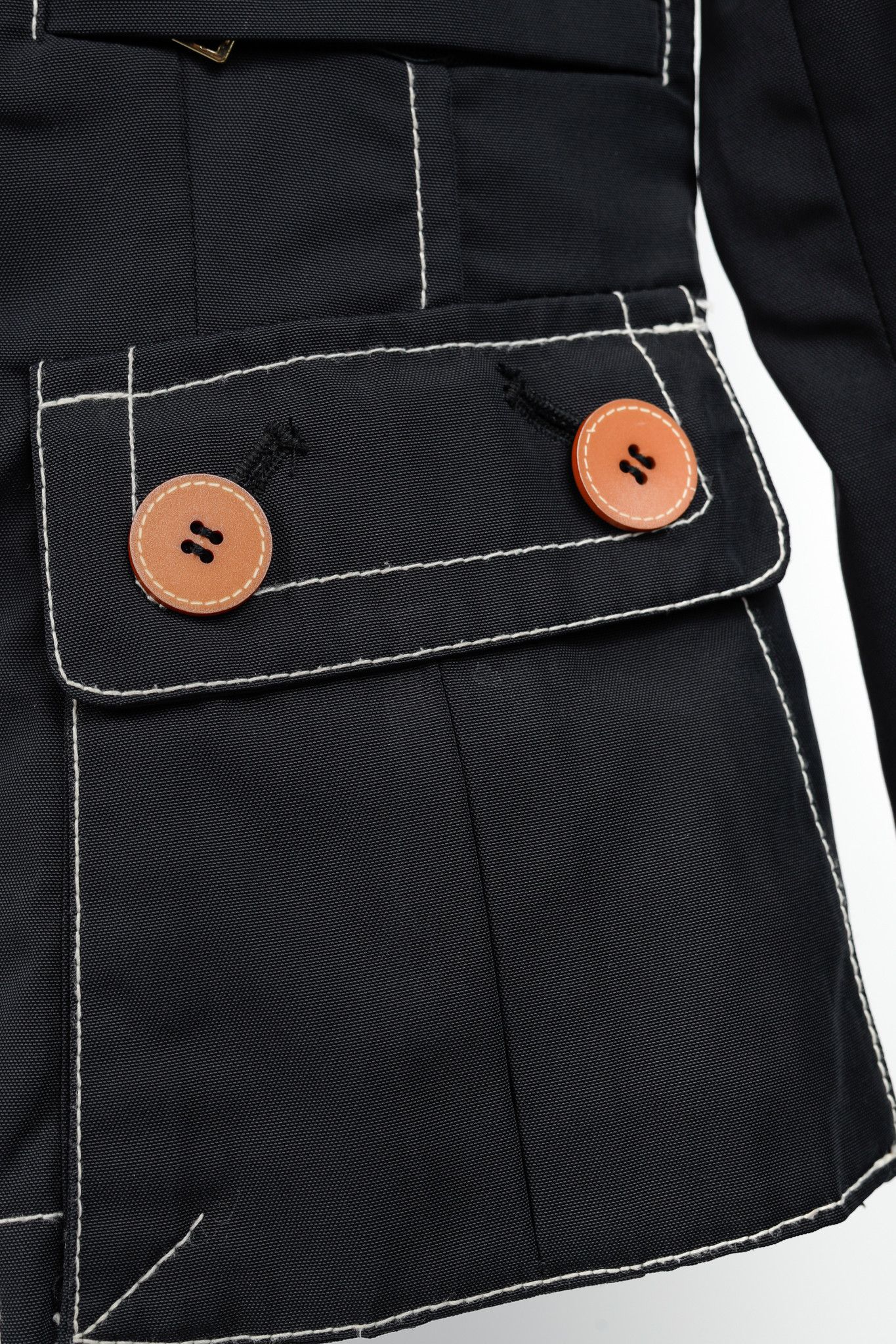 Weekend Max Mara Weekend Max Mara Black Contrast-Stitching Nylon Blazer Size M / US 6-8 / IT 42-44 - 7 Thumbnail