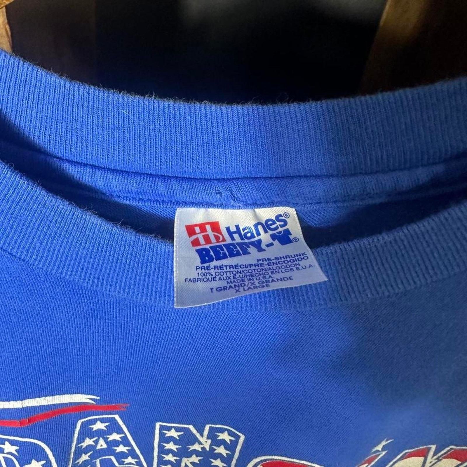Hanes Vintage 90s Single Stitch Dancin’ In The USA Tee Blue Shirt Size US XL / EU 56 / 4 - 3 Thumbnail