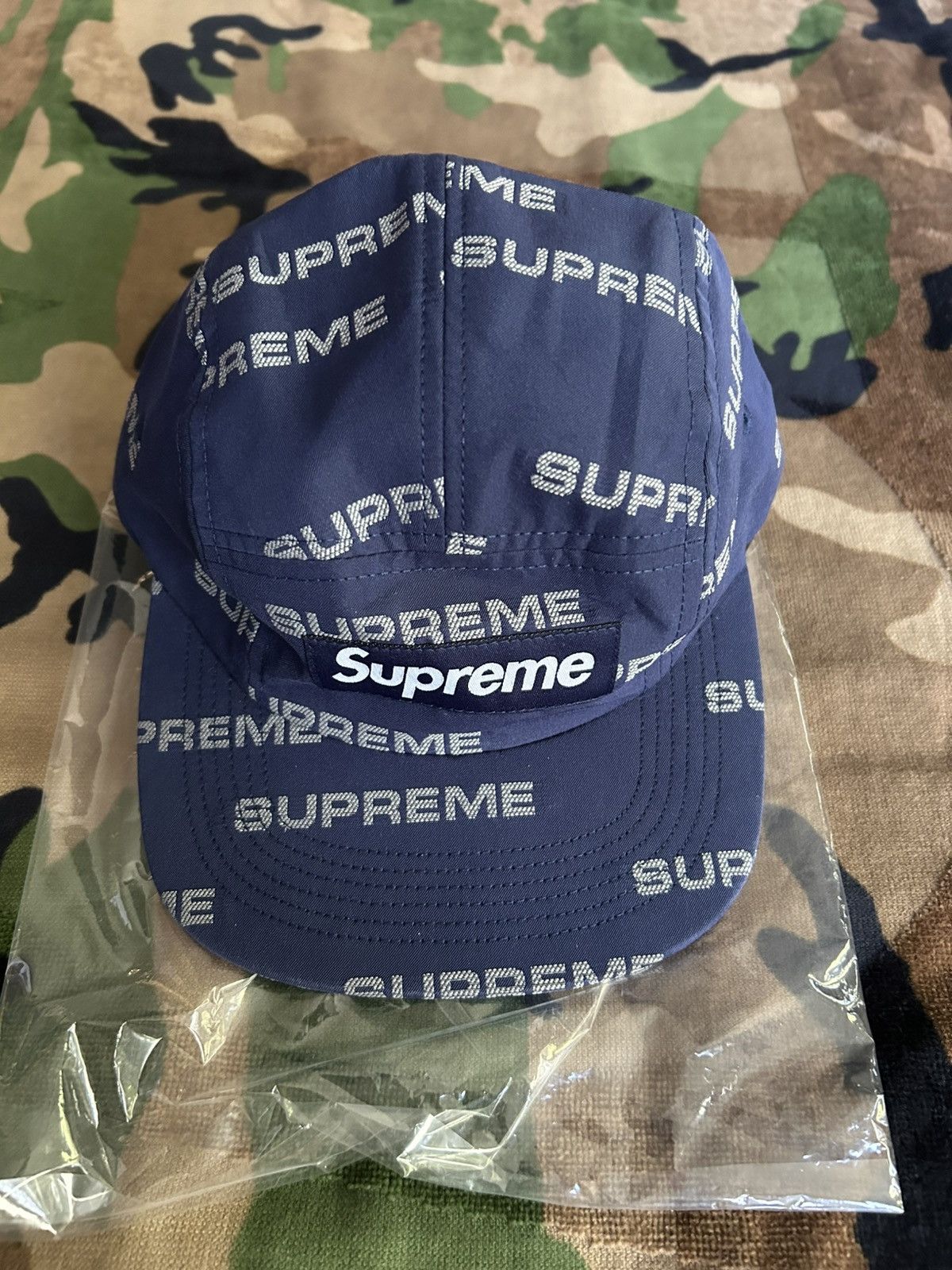 Supreme Supreme Reflective Jacquard Camp Cap Navy FW24 Size ONE SIZE - 5 Thumbnail