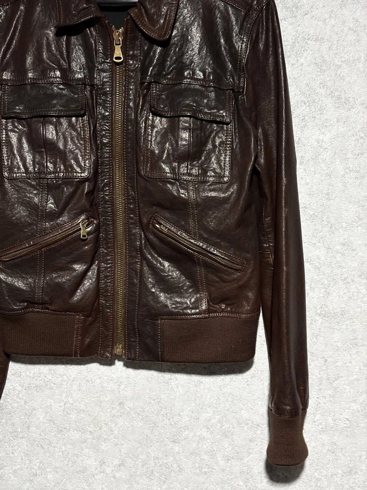 Dolce & Gabbana RARE Vintage Dolce&Gabbana Brown Leather Cargo Bomber Jacket Size M / US 6-8 / IT 42-44 - 5 Thumbnail