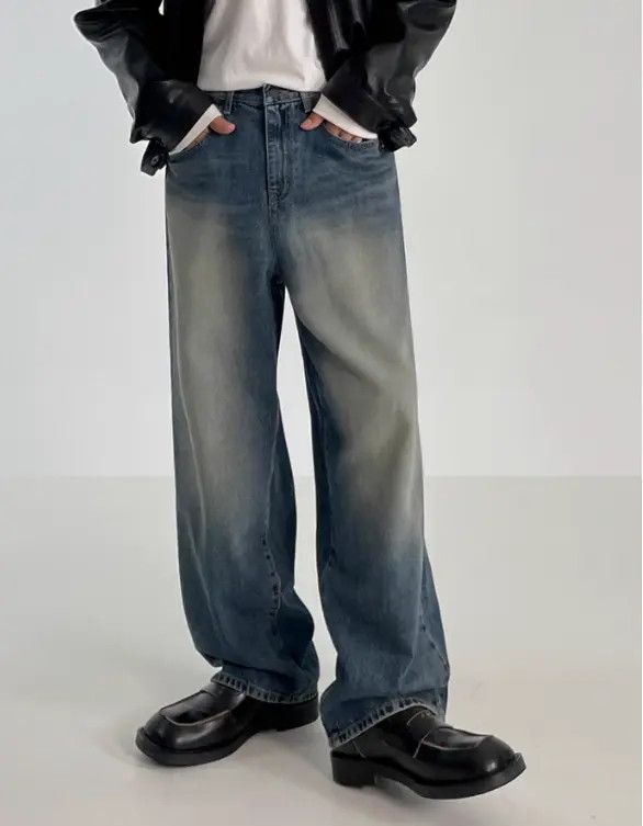 Japanese Brand Loose trendy straight-leg vintage washed distressed jeans Size US 32 / EU 48 - 3 Thumbnail