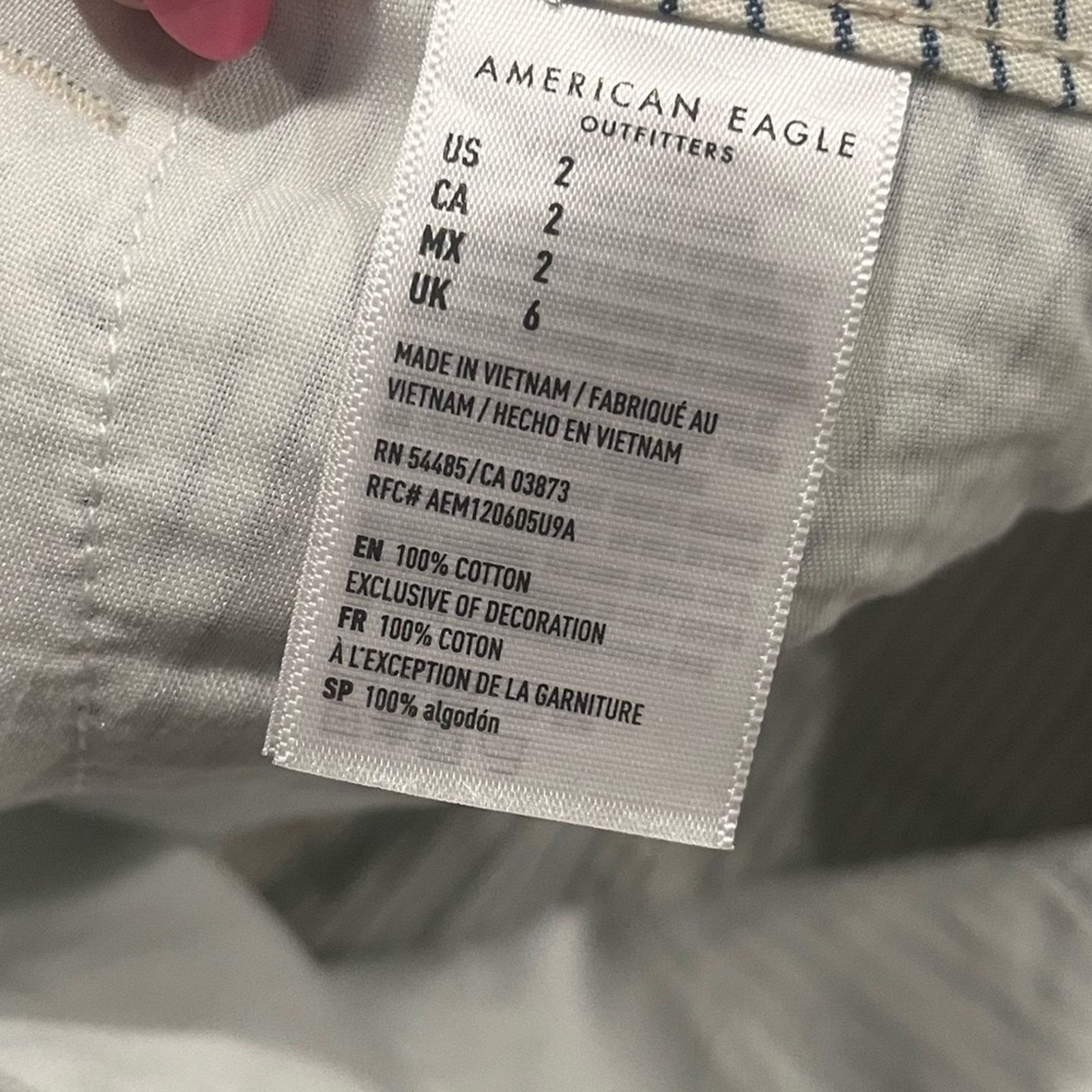 American Eagle Outfitters NWOT American Eagle Shorts High Rise Belted Cotton Stripes Size 26" / US 2 / IT 38 - 4 Thumbnail