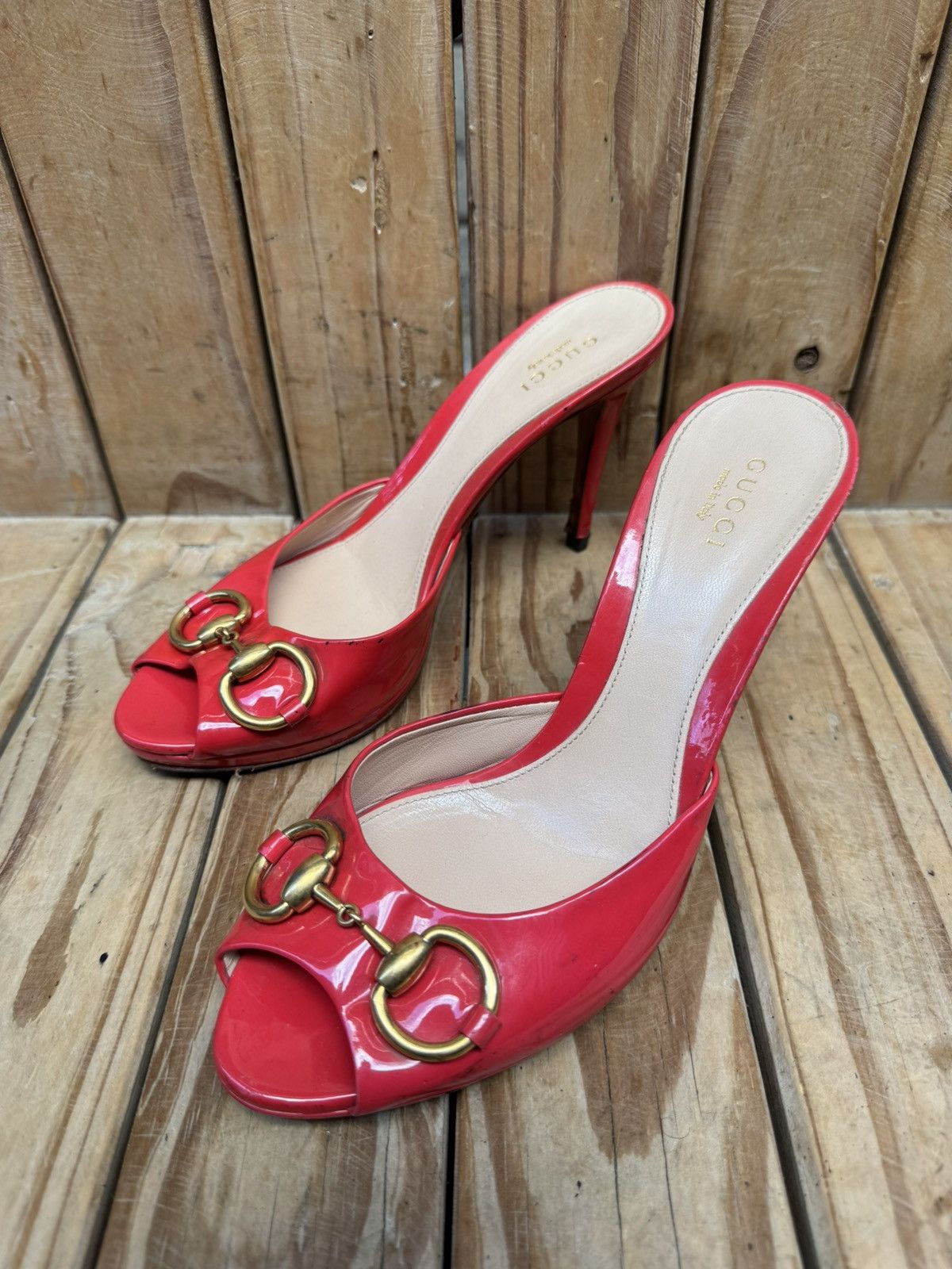 Gucci Gucci Red women’s slip on patent leather heels EUR 37.5 Size US 7.5 / IT 37.5 - 2 Thumbnail