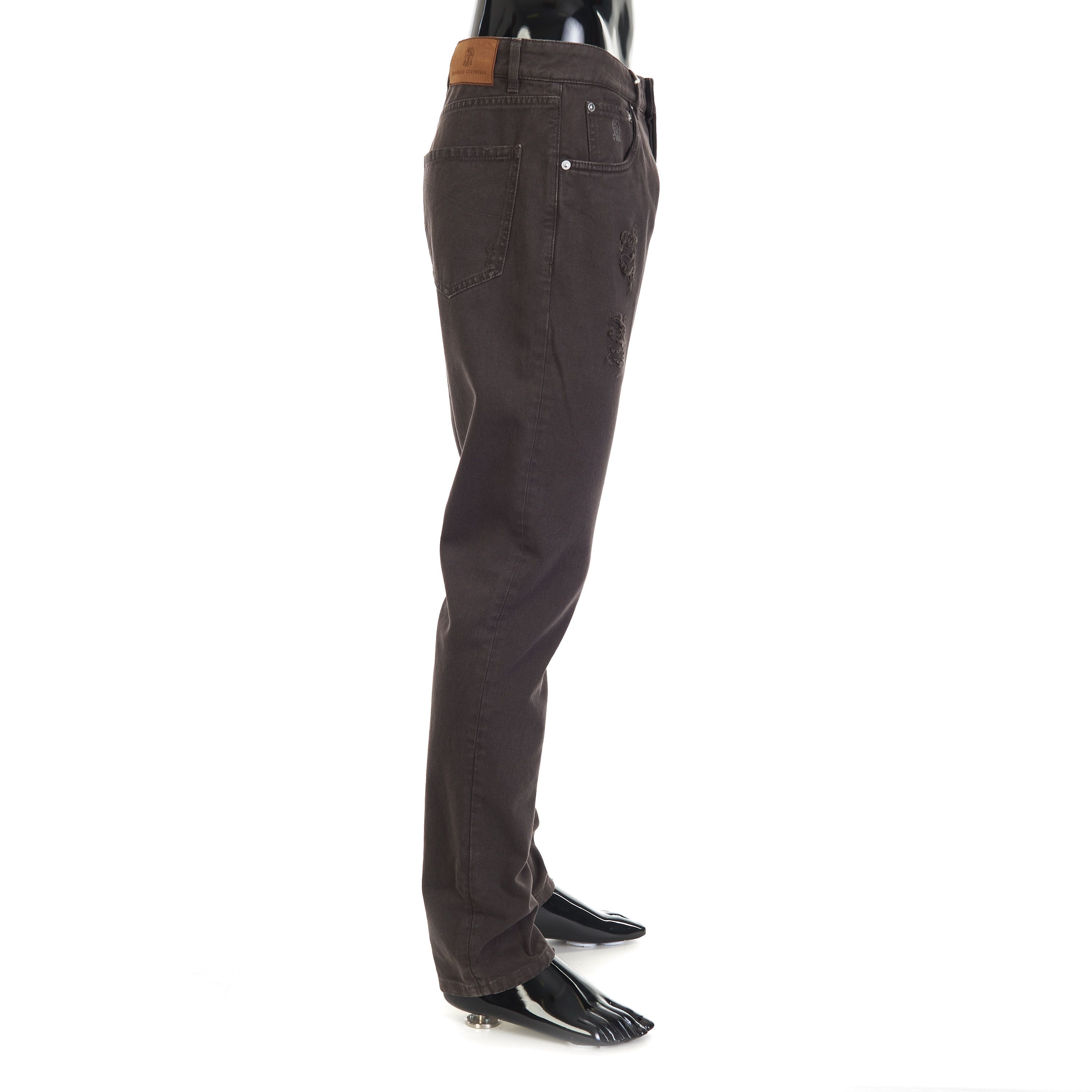 Brunello Cucinelli Distressed Five-Pocket Trousers - Garment-dyed Leisure Fit Size US 32 / EU 48 - 6 Thumbnail
