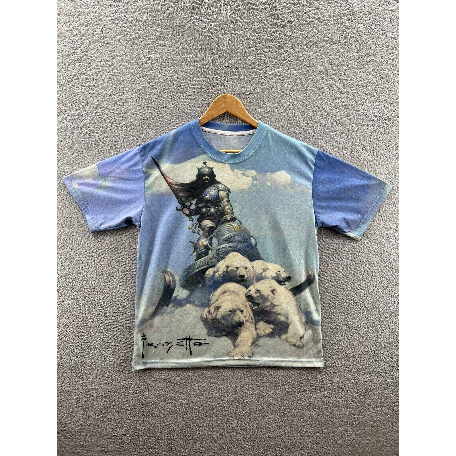 Frank Frazetta Silver Warrior Polar Bears All Over Print Tee