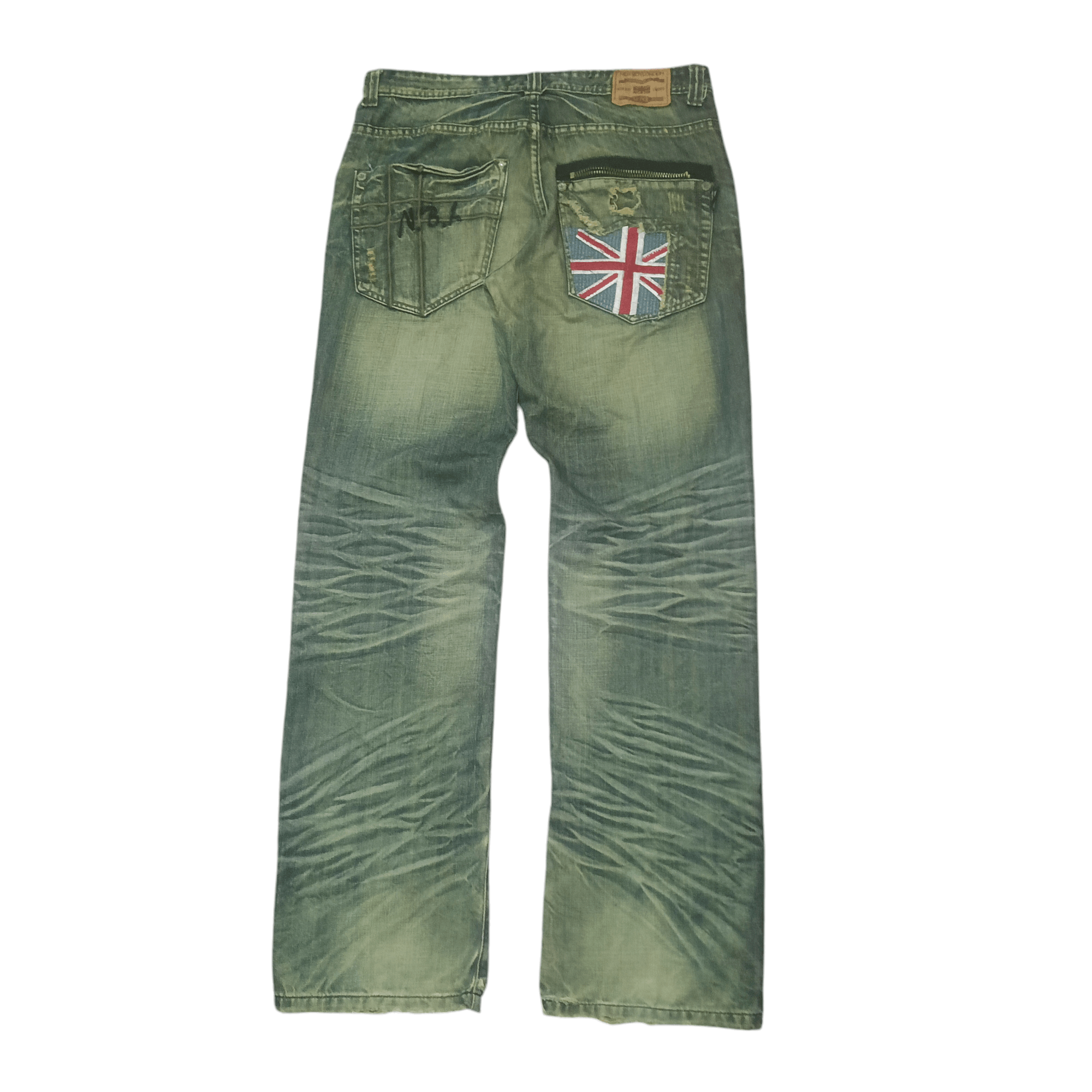 The GV Gallery Vintage New Boy London Flared Distressed Jeans Size US 34 / EU 50 - 1 Thumbnail