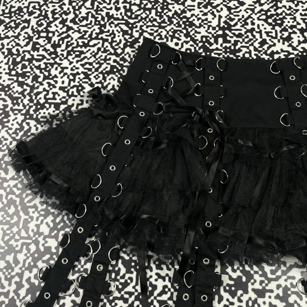 Seditionaries Vintage Y2K Gothic Hell Bunny Bondage Sexy Mini Skirt Tripp Size 27" / US 4 / IT 40 - 10 Thumbnail