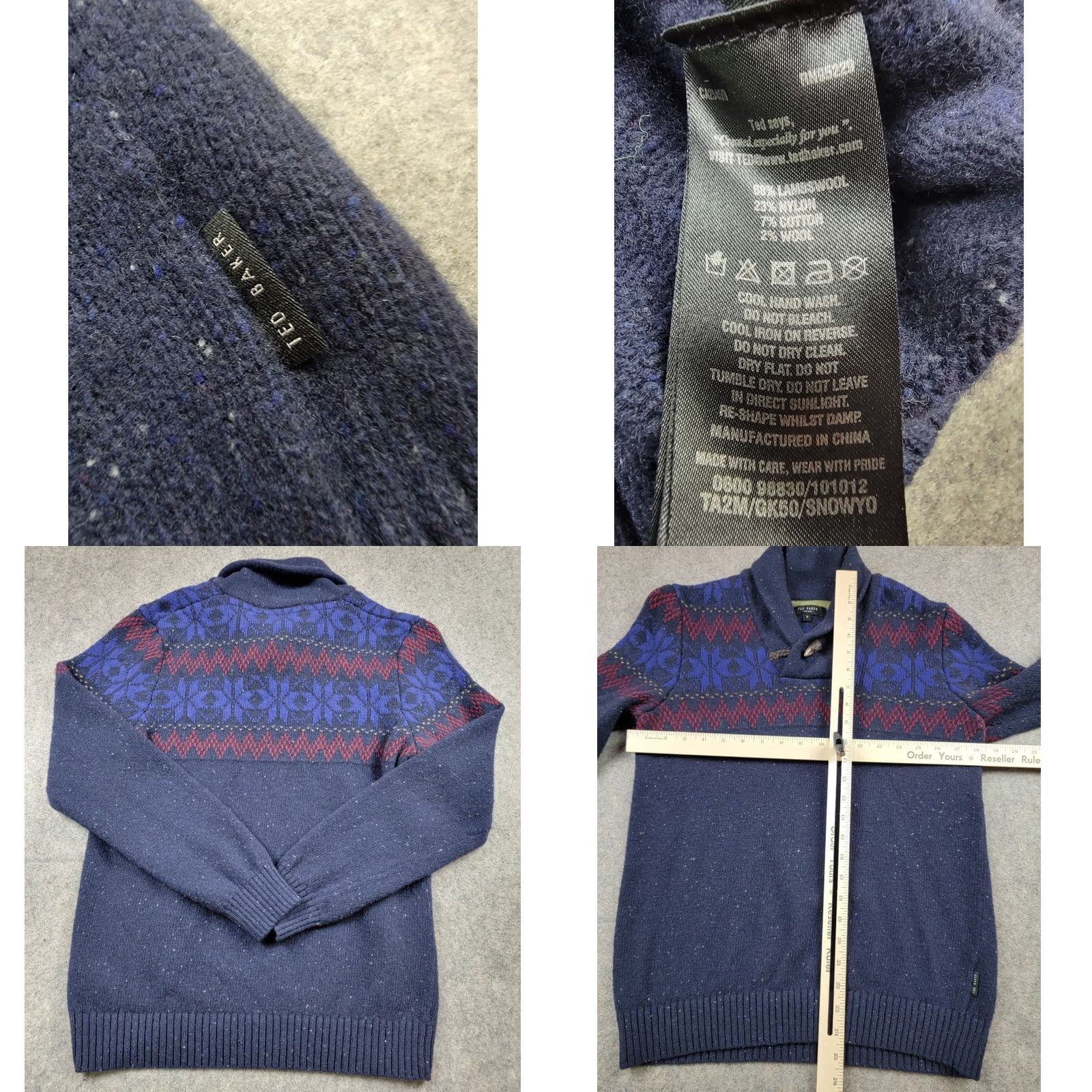 Ted Baker Ted Baker Sweater Mens Size 3 Medium Blue Fair Isle Lambswool Knit Pullover Size US M / EU 48-50 / 2 - 8 Thumbnail