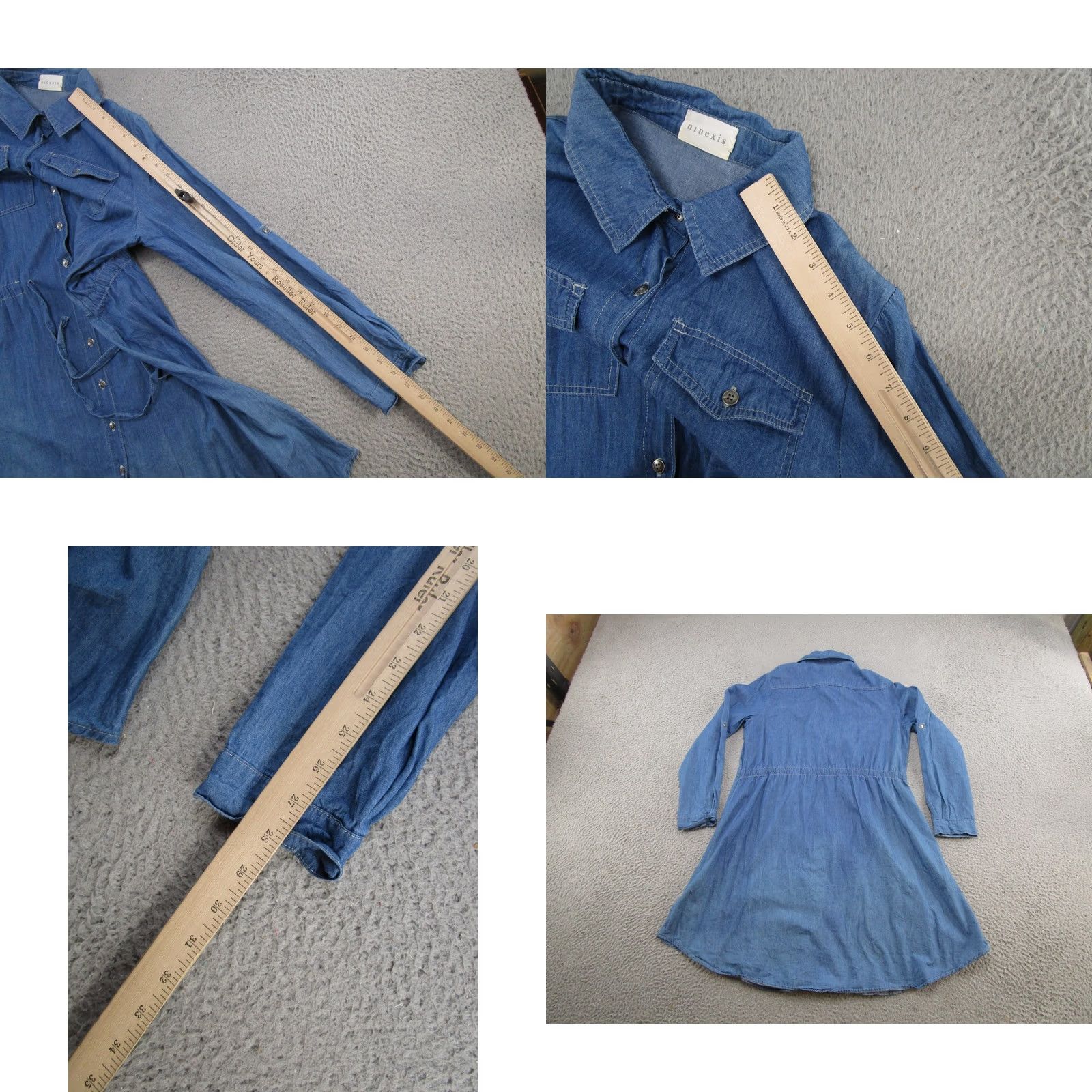 Denime Ninexis Blue Denim Button Front Cinch Waist Midi Shirt Dress Size M Western Size M / US 6-8 / IT 42-44 - 8 Thumbnail