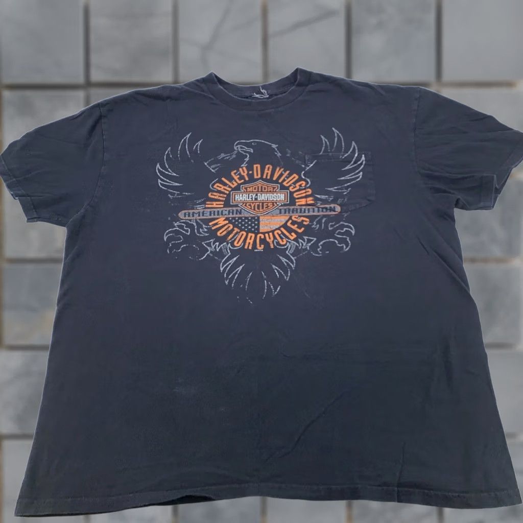 Harley Davidson Harley-Davidson Shirt Mens 2XL Black Graphic Print Pocket Crew Neck T-Shirt Biker Eagle Vintage: No Size US XXL / EU 58 / 5 - 1 Thumbnail