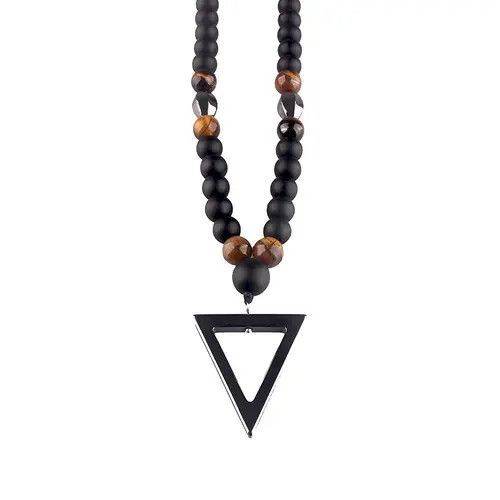 Jewelry × Vintage Tiger-Eye Stone Beads Triangle Pendant Necklace Size ONE SIZE - 3 Thumbnail
