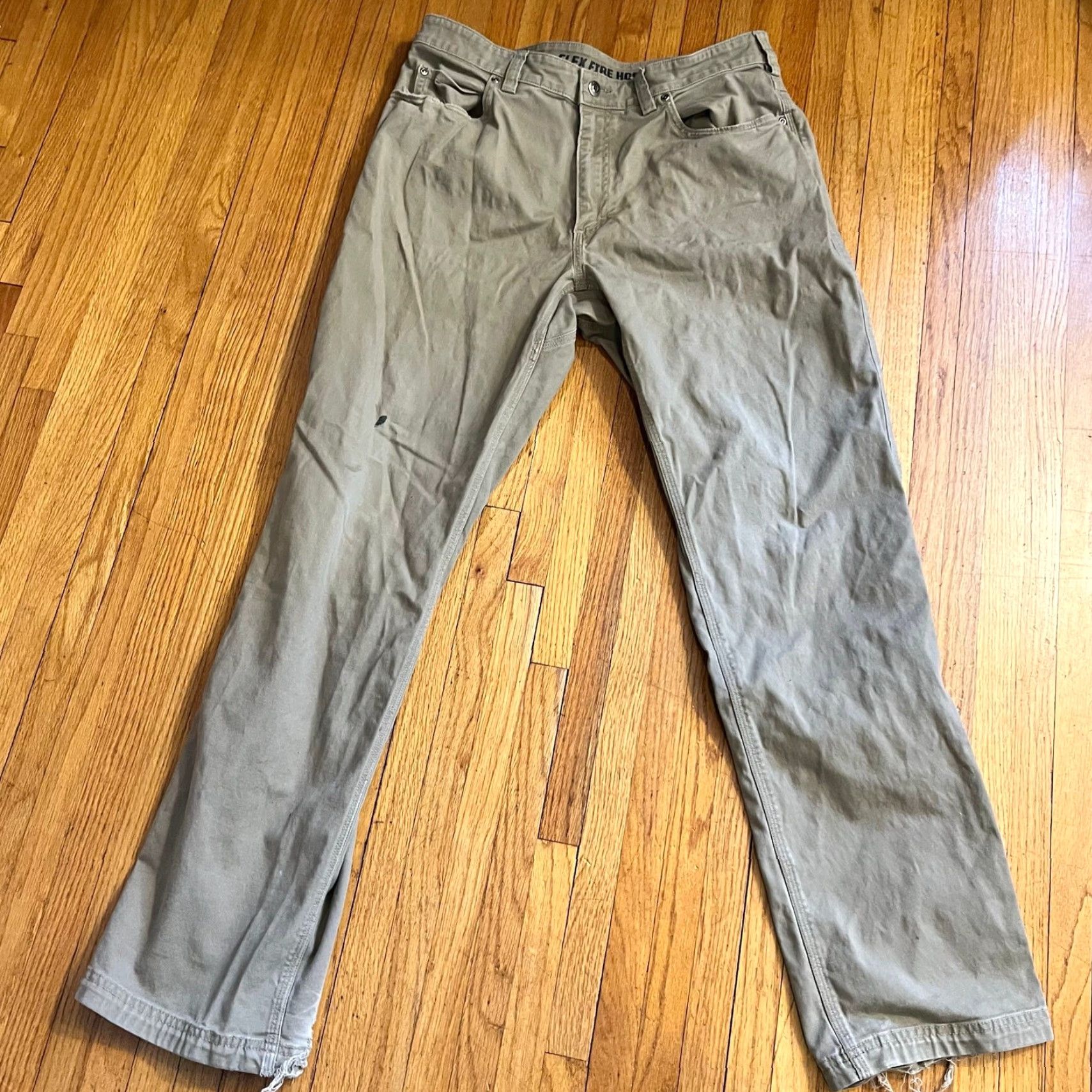 Duluth Trading Company Duluth Trading Chino Pants Mens 36 Regular Beige Tan Relaxed Fit Fire Hose Flex Inseam 33 Size US 36 / EU 52 - 2 Thumbnail