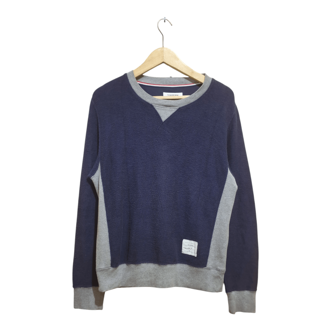 Thom Browne Two Tone Reverse Loopback Crewneck Sweatshirt Size US M / EU 48-50 / 2 - 1 Thumbnail