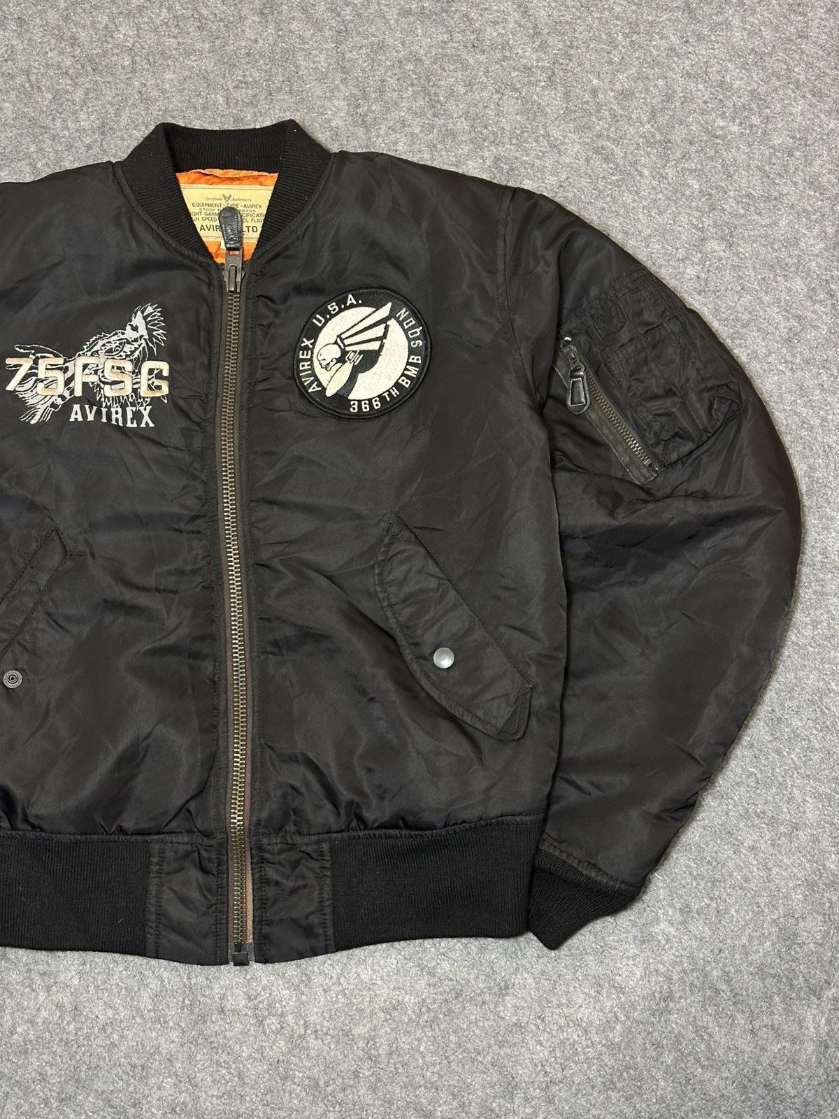 Avirex Avirex 75th FSG MA-1 Flight Jacket in black. Size US S / EU 44-46 / 1 - 3 Thumbnail