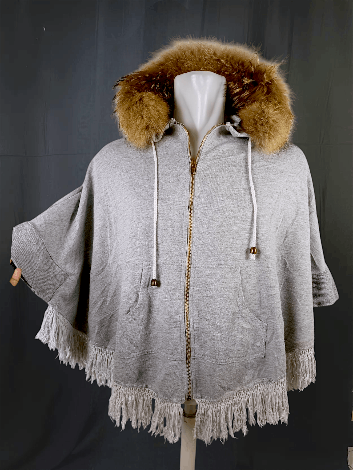 Japanese Brand × Le Grande Bleu (L.G.B.) "F" Vintage Fur Zipper Hoodie Tassel Poncho Size US L / EU 52-54 / 3 - 4 Thumbnail
