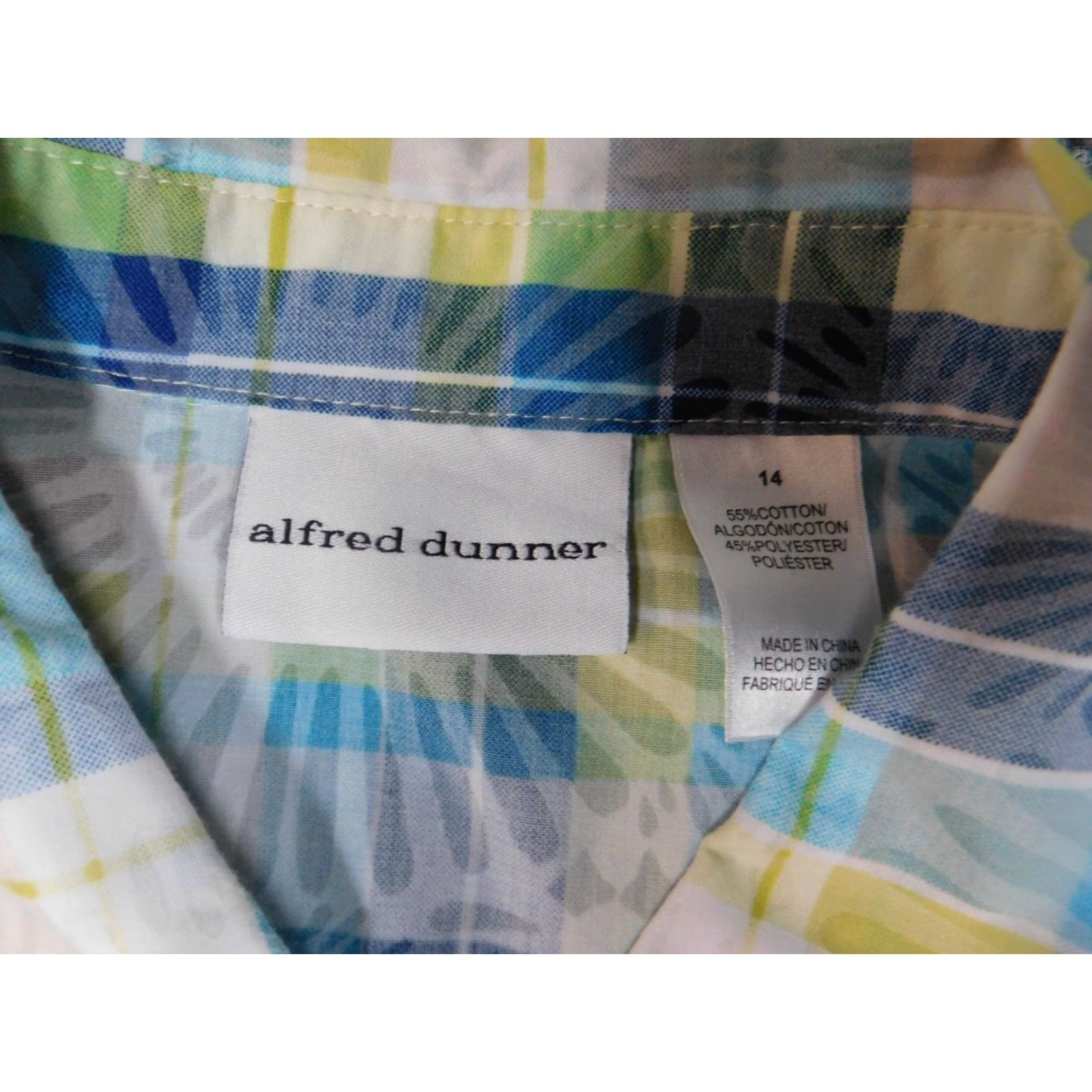 Vintage Alfred Dunner Button-Up Shirt Casual Women 14 Green Plaid Long Sleeve Collared Cotton Down Stretch Vintage? No (omit N/A) Size XL / US 12-14 / IT 48-50 - 6 Thumbnail